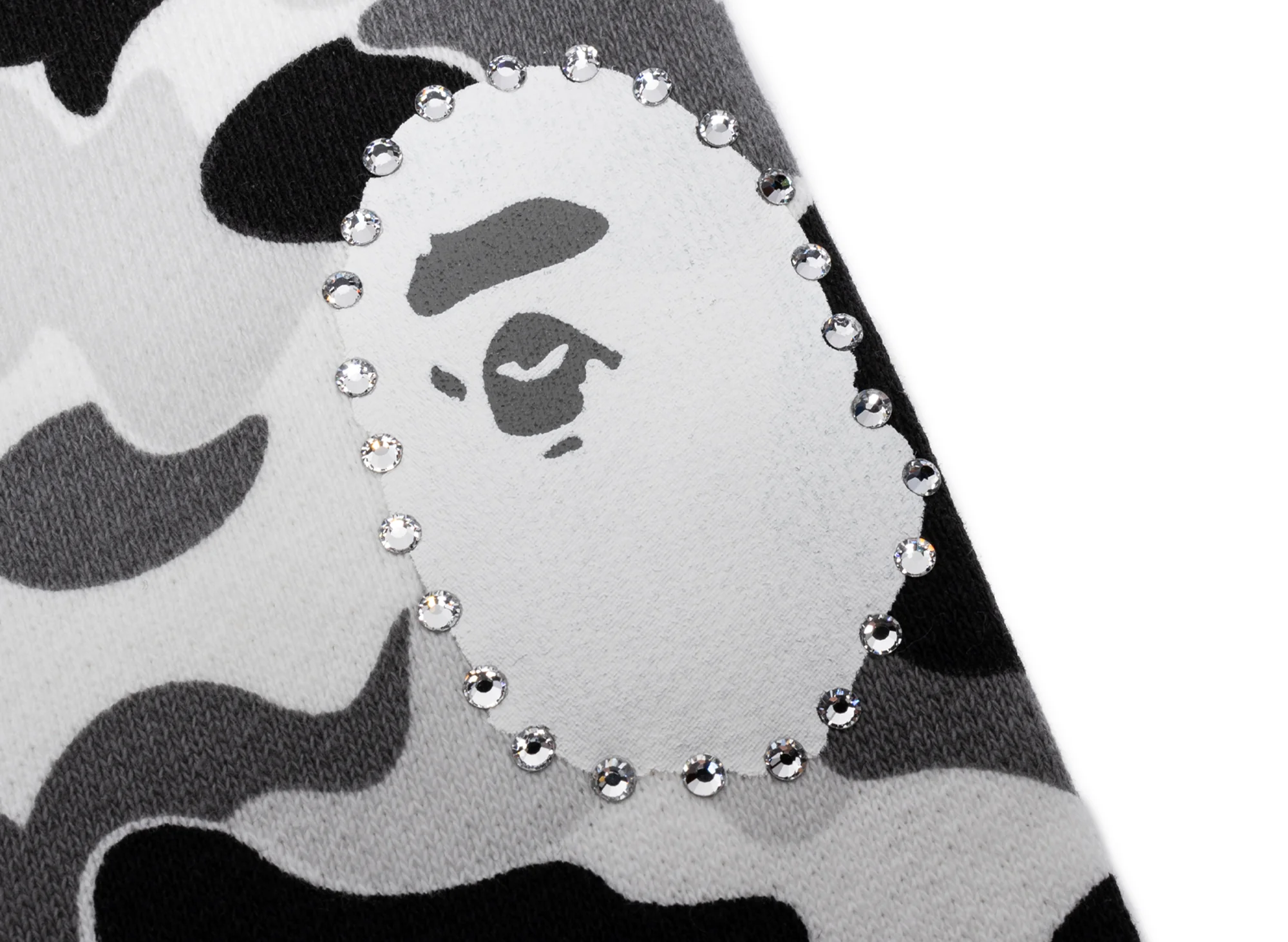 A Bathing Ape ABC Camo Crystal Stone Sweatpants in White/Black - Image 2