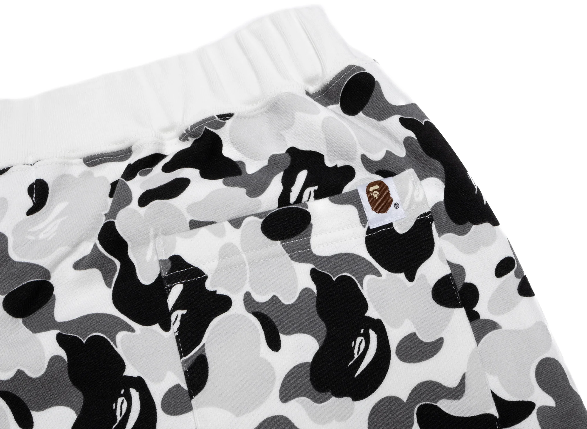 A Bathing Ape ABC Camo Crystal Stone Sweatpants in White/Black - Image 3