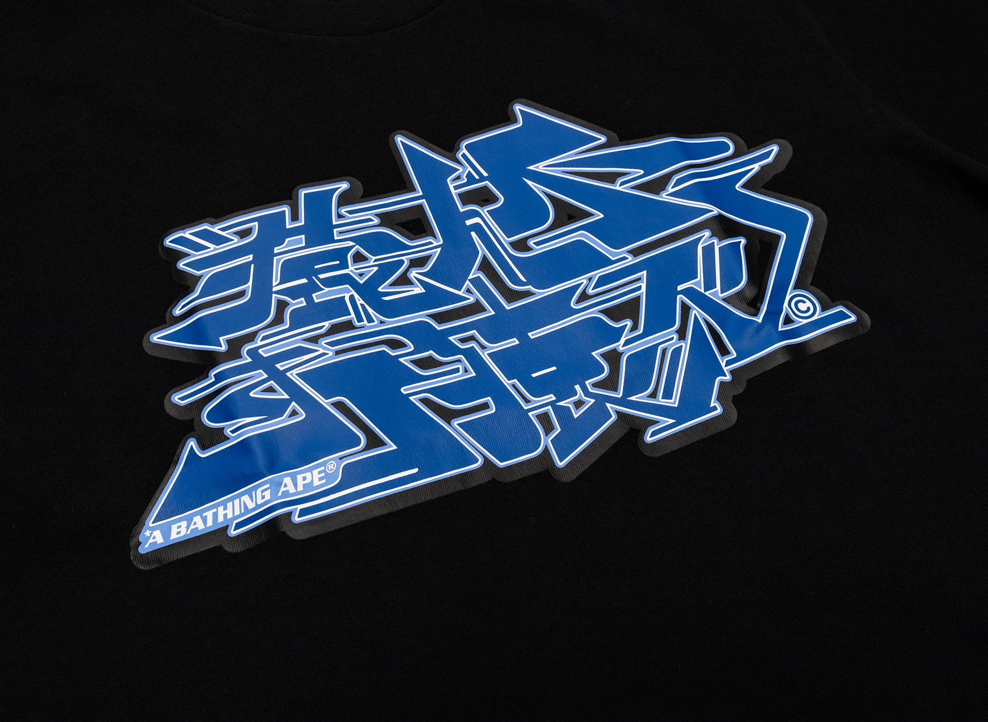 A Bathing Ape Asnka Kanji Graffiti Logo Tee in Blue - Image 2