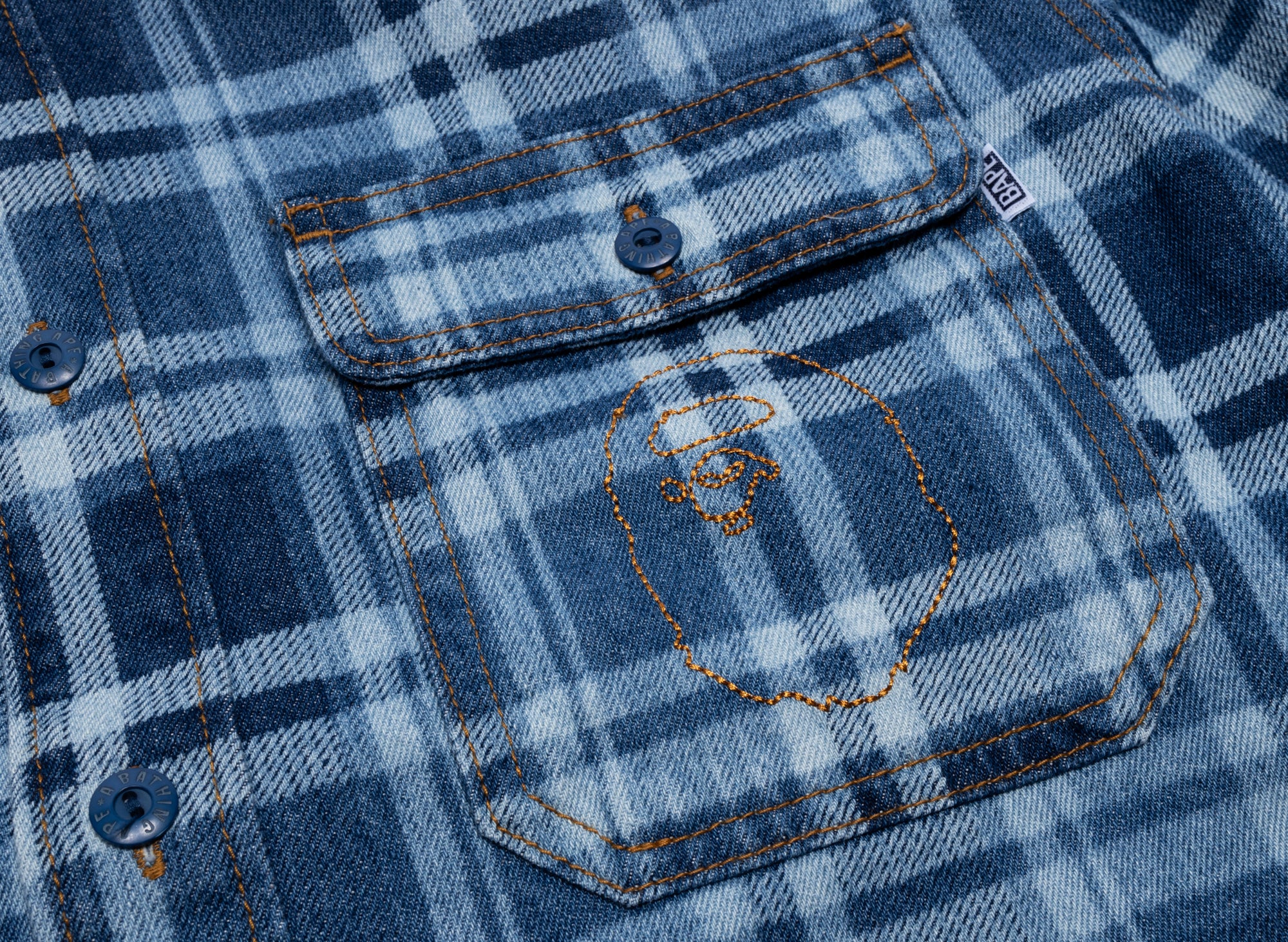 A Bathing Ape Bape Check Denim Shirt - Image 2