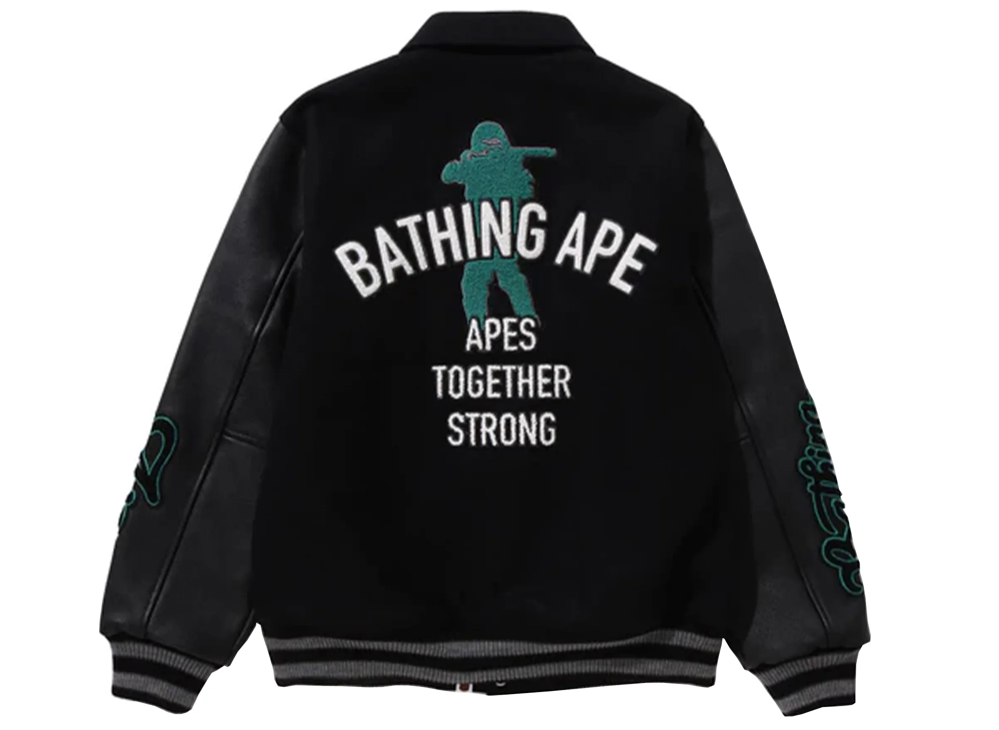 A Bathing Ape Bape Varsity Jacket in Black - Image 2