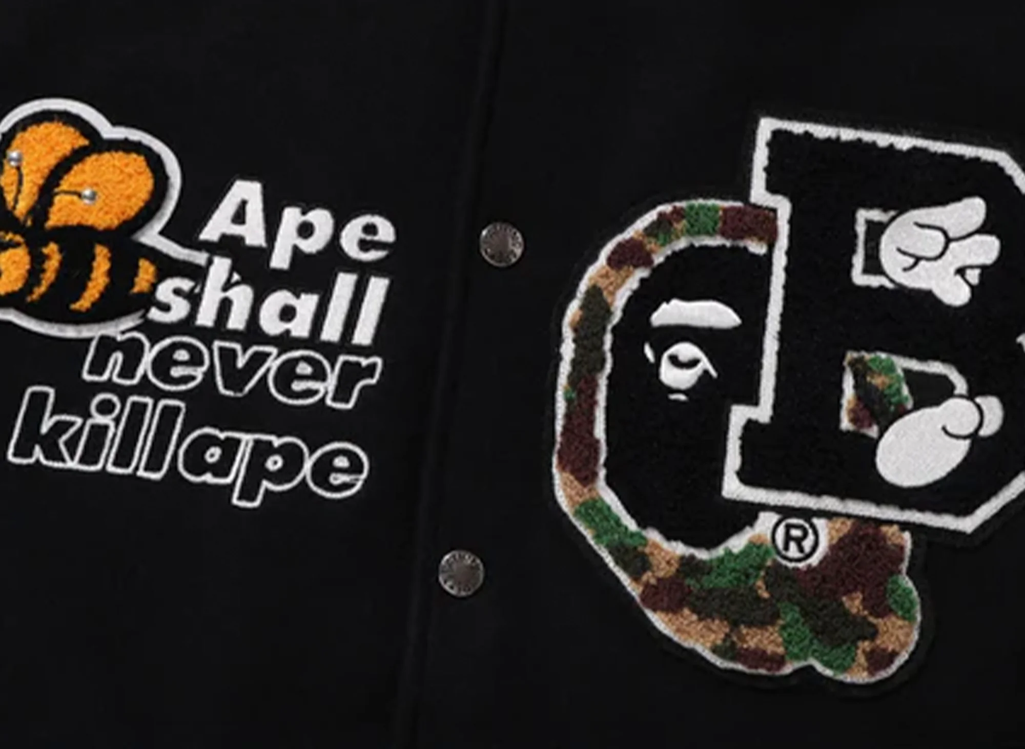 A Bathing Ape Bape Varsity Jacket in Black - Image 3