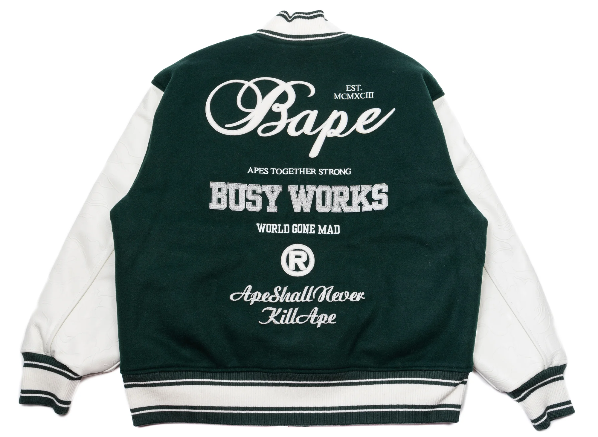 A Bathing Ape Bape Varsity Jacket in Green - Image 3