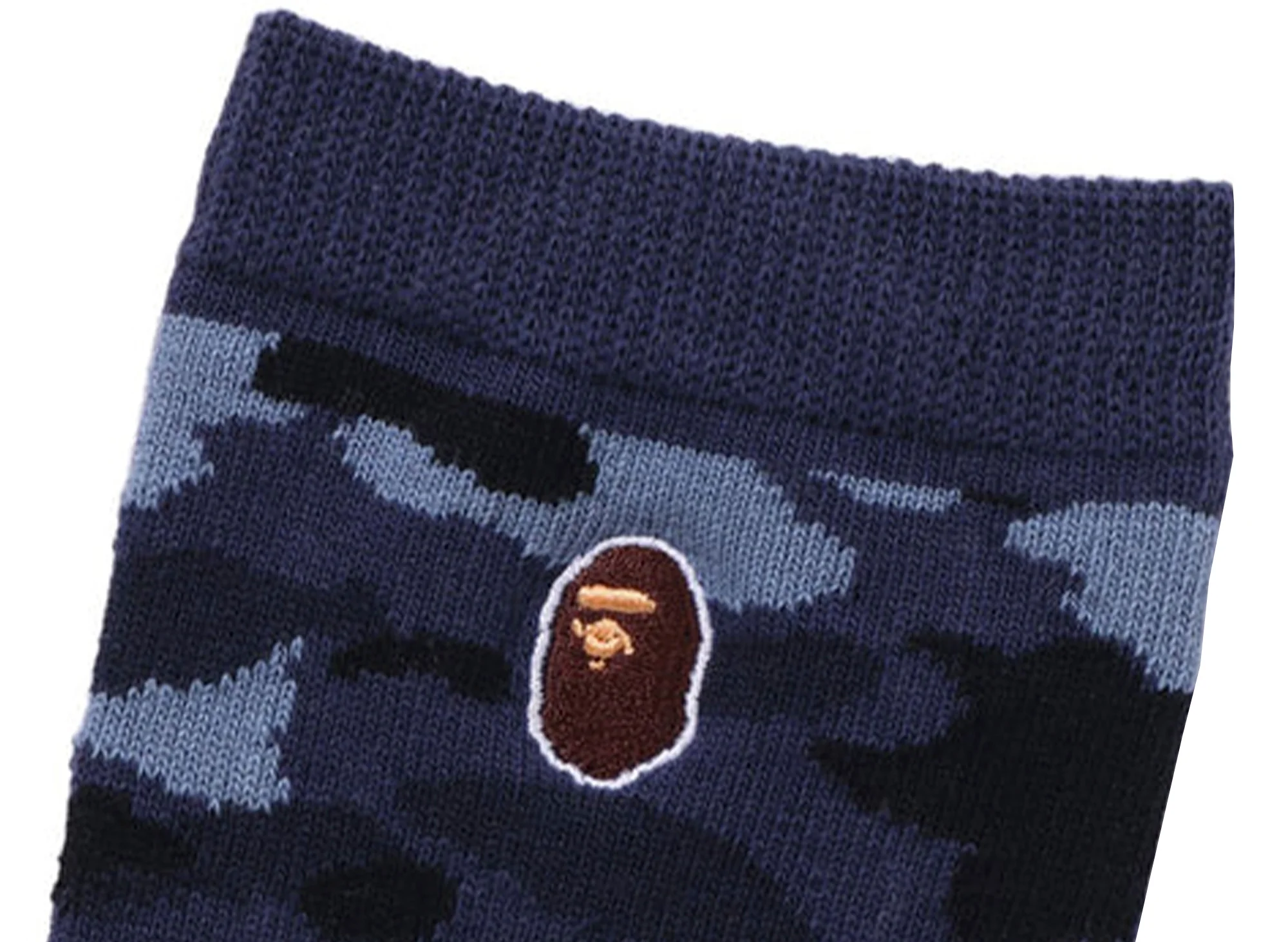 A Bathing Ape Color Camo Ape Head One Point Socks in Navy - Image 2