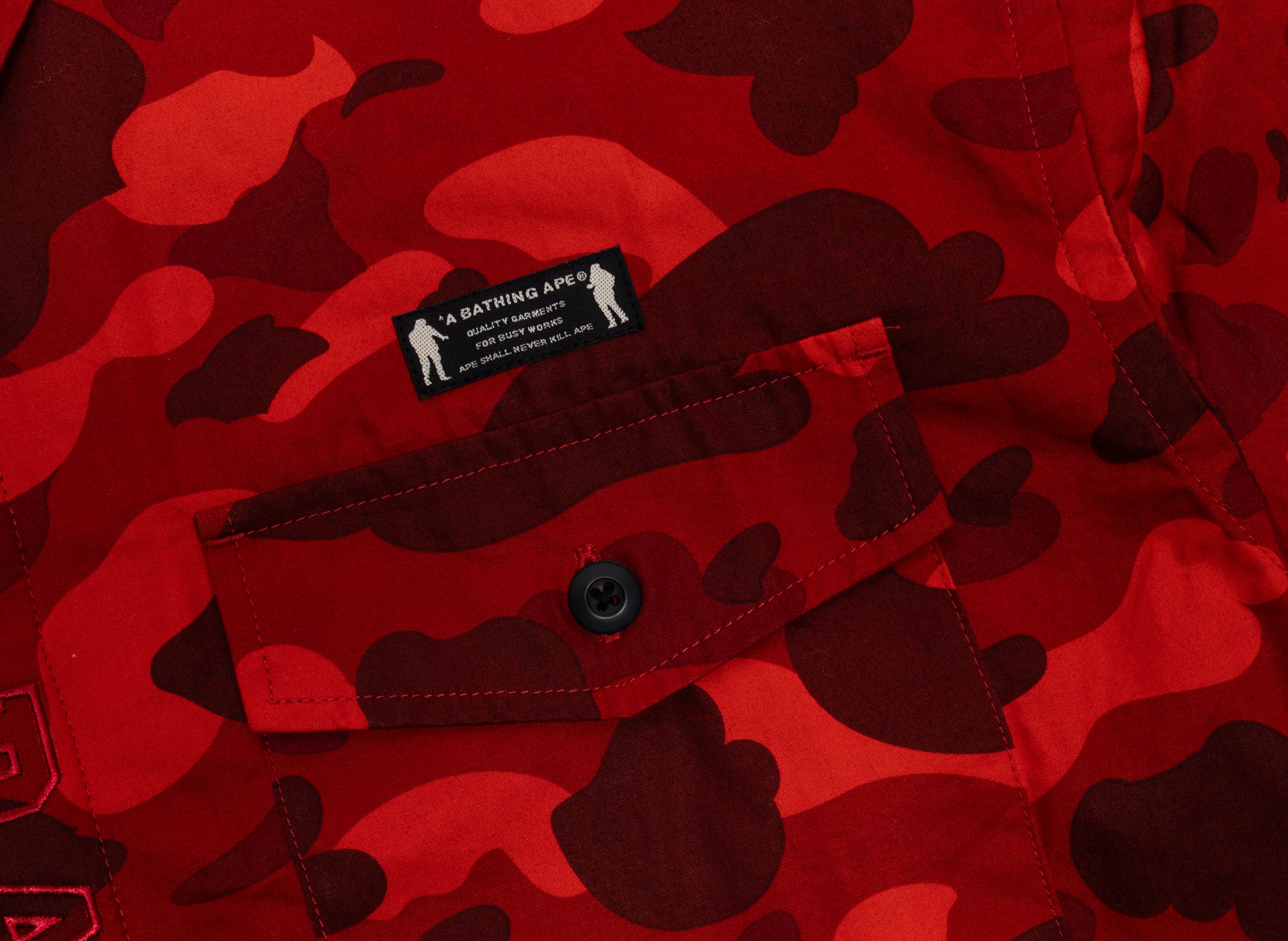 A Bathing Ape Color Camo CPO Shirt in Red - Image 2