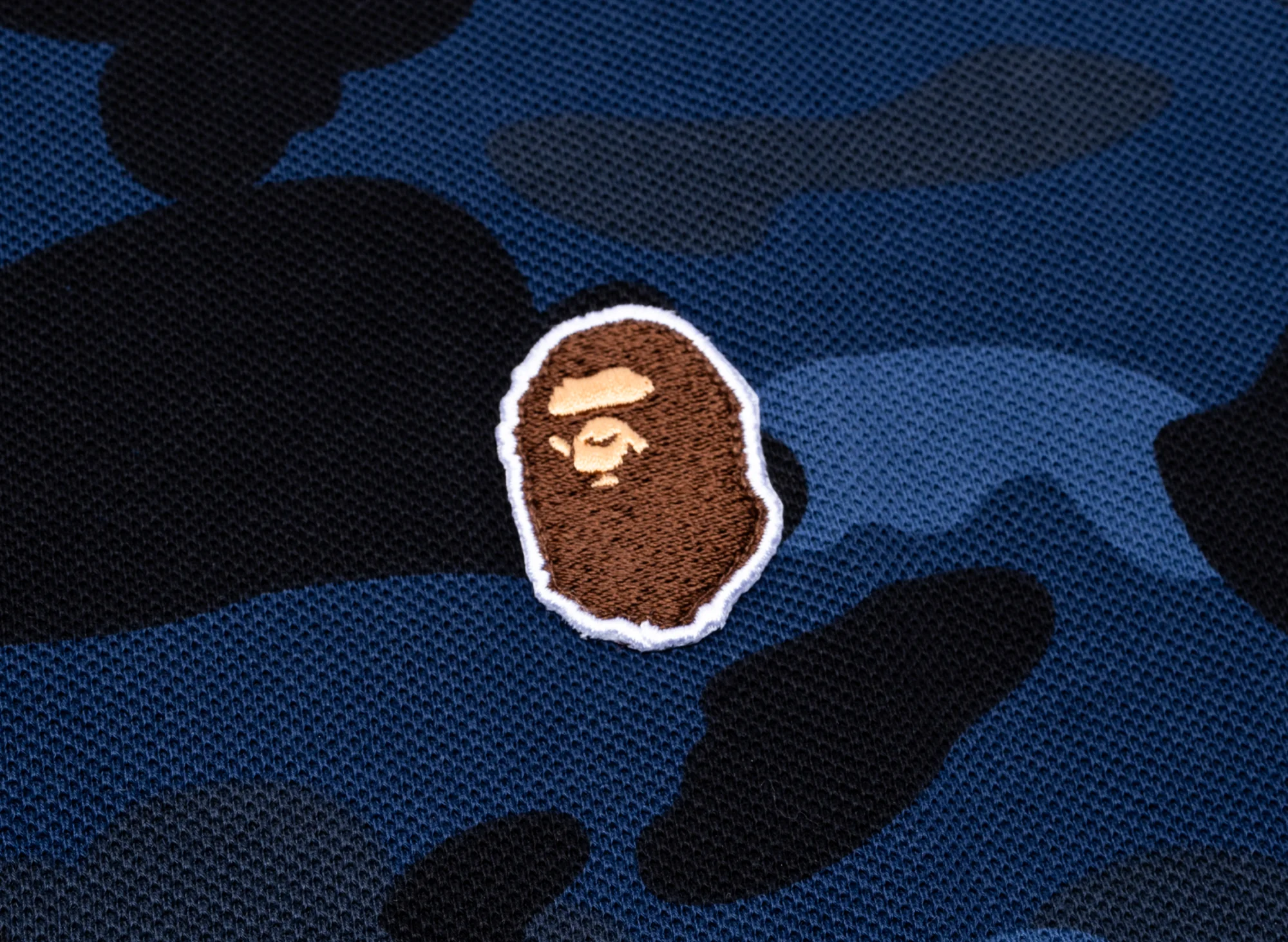 A Bathing Ape Color Camo Large Ape Head Relaxed Fit Polo Shirt in Navy - Image 2