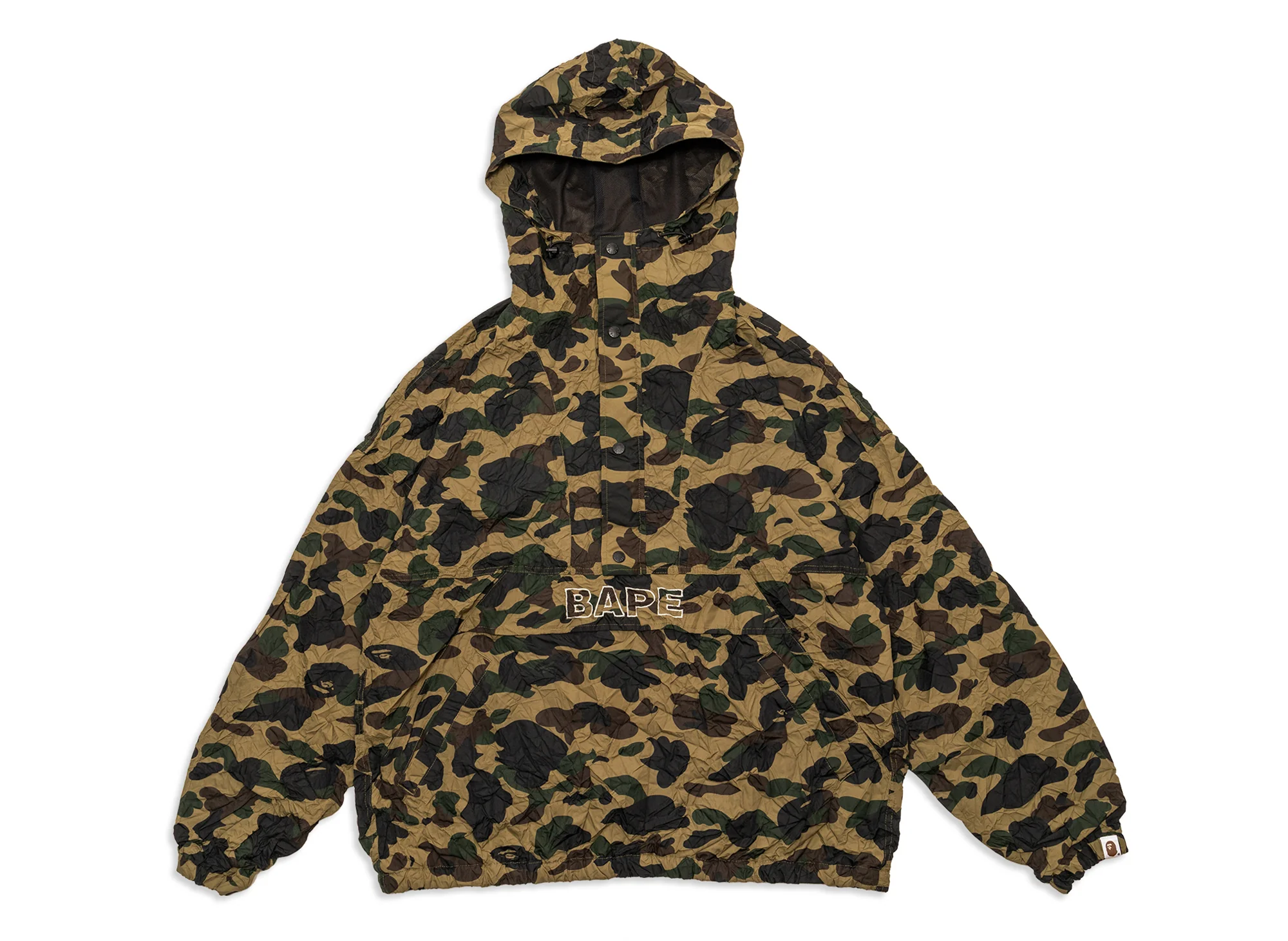 A Bathing Ape Crinkle Effect 1st Camo Half Zip Hoodie