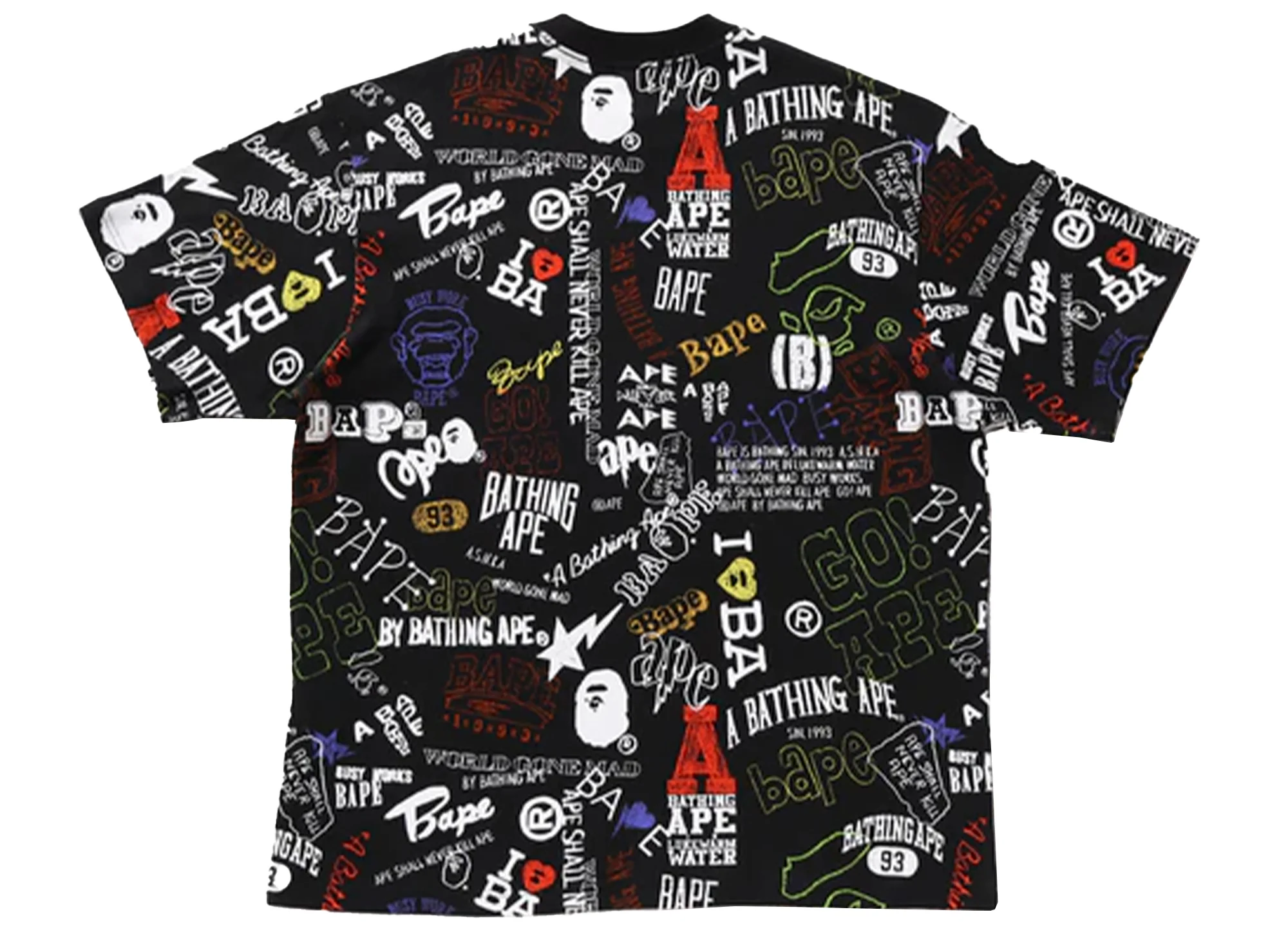 A Bathing Ape Hand Drawn Pattern Relaxed Fit Tee in Black - Image 2