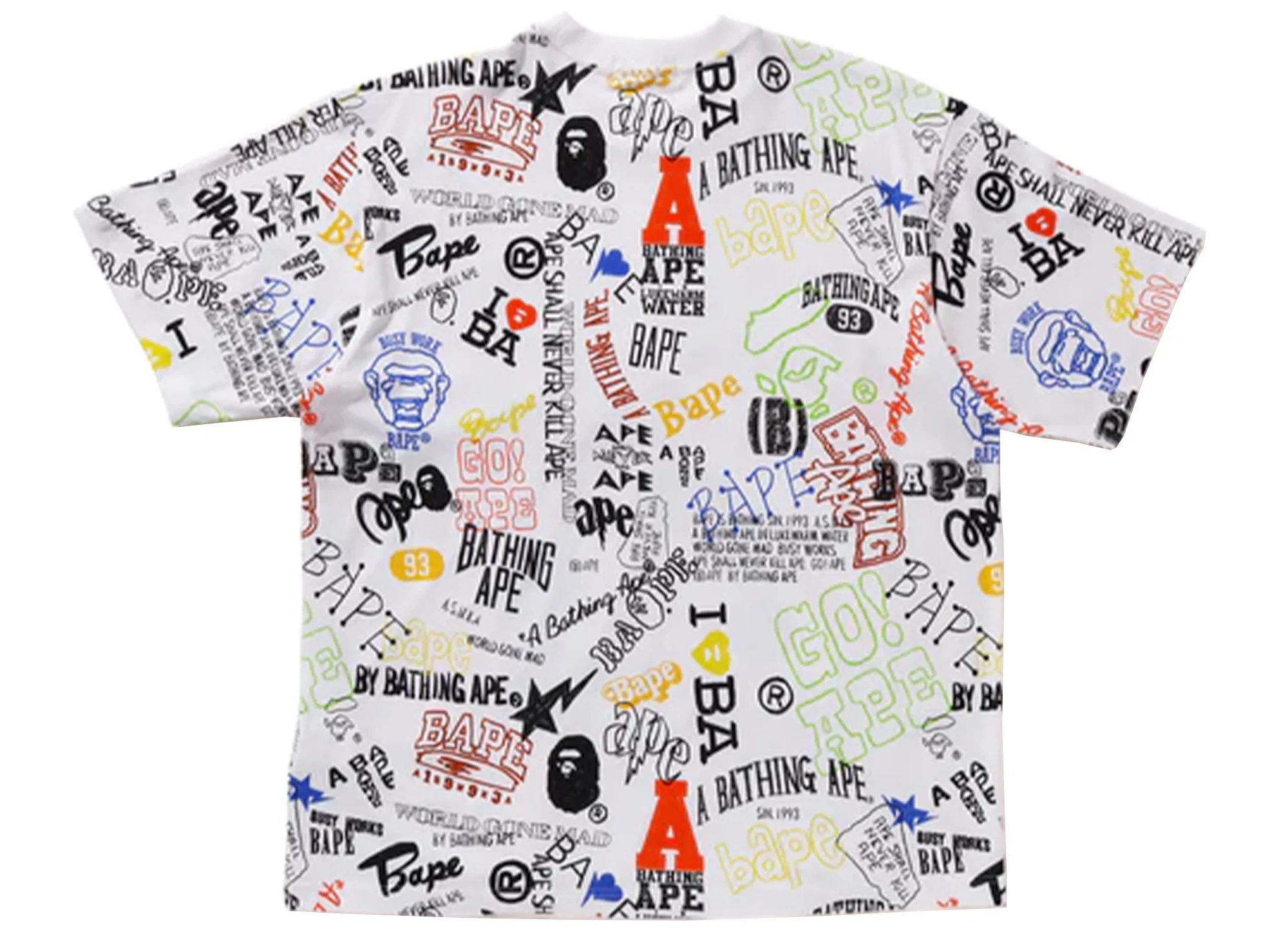 A Bathing Ape Hand Drawn Pattern Relaxed Fit Tee in White - Image 2