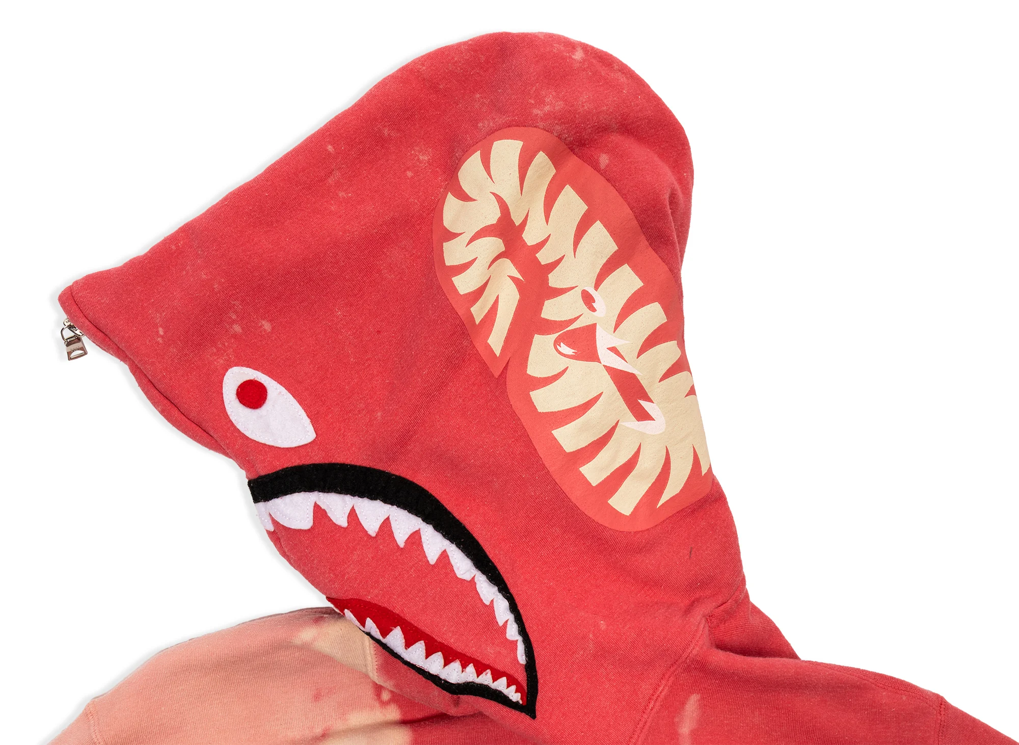 A Bathing Ape Hand Dye Shark Full Zip Hoodie in Red - Image 3