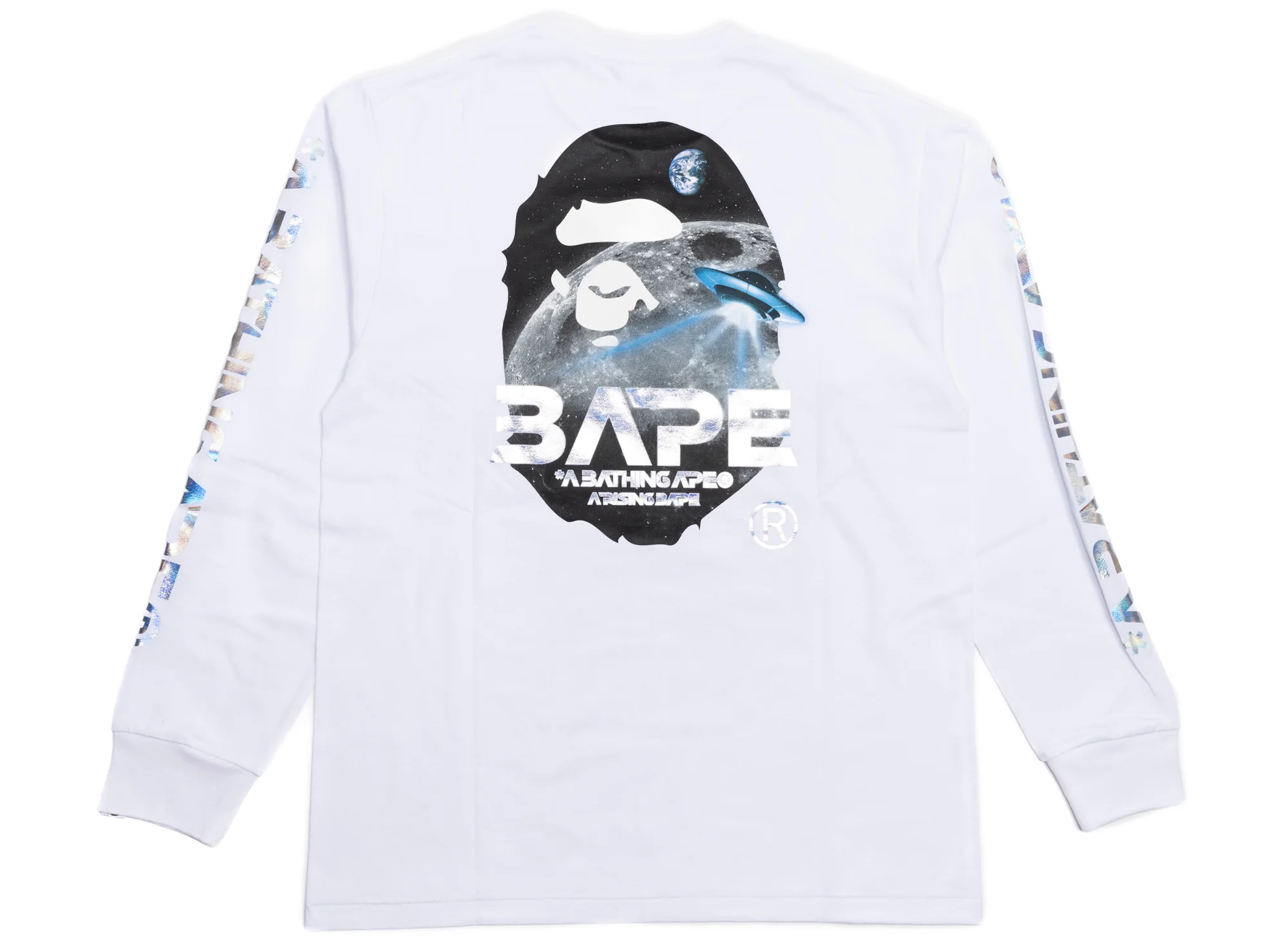 A Bathing Ape Moon Photo L/S Tee in White - Image 2