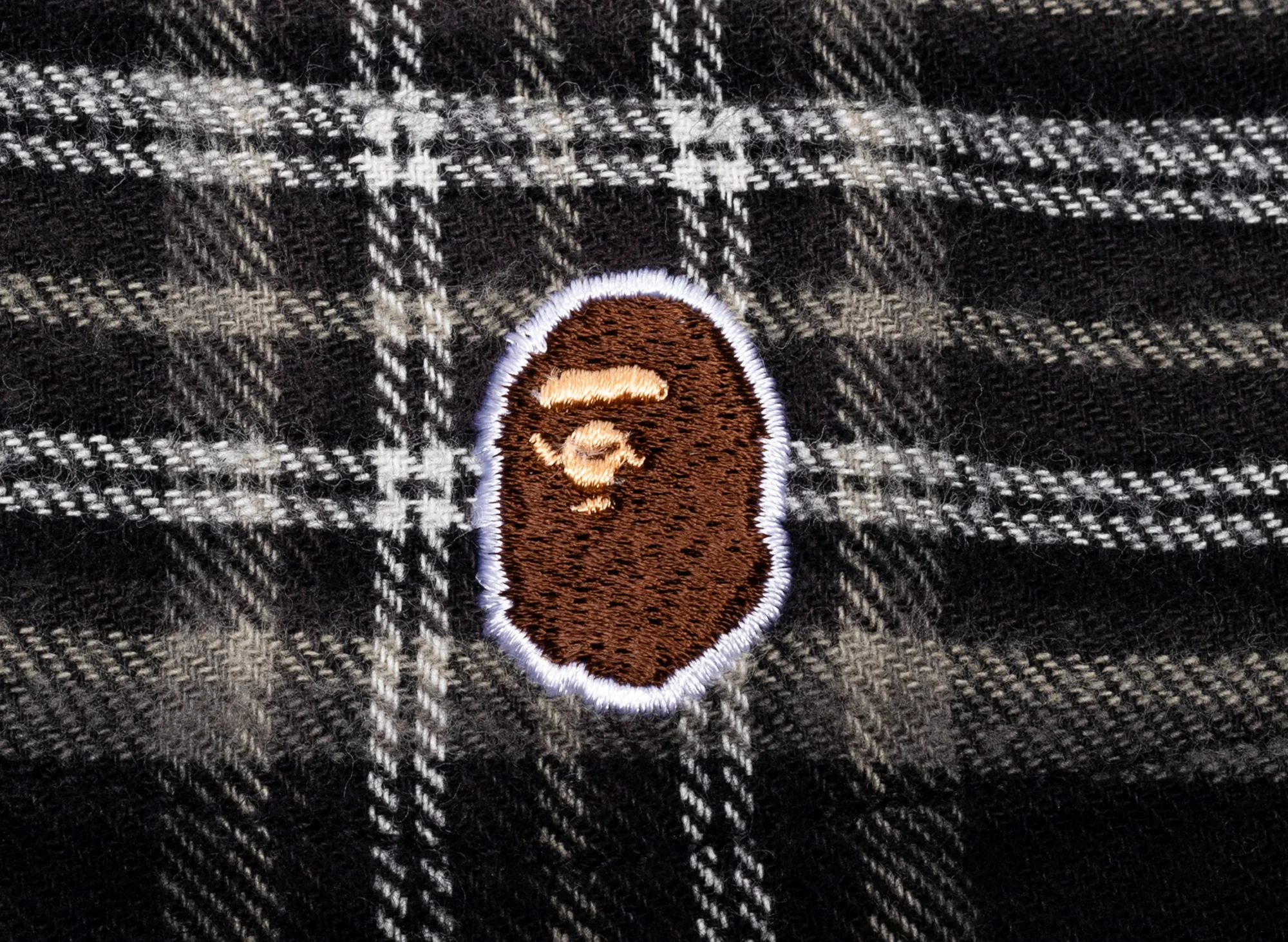 A Bathing Ape One Point Flannel Check Relaxed Fit Shirt in Black - Image 2