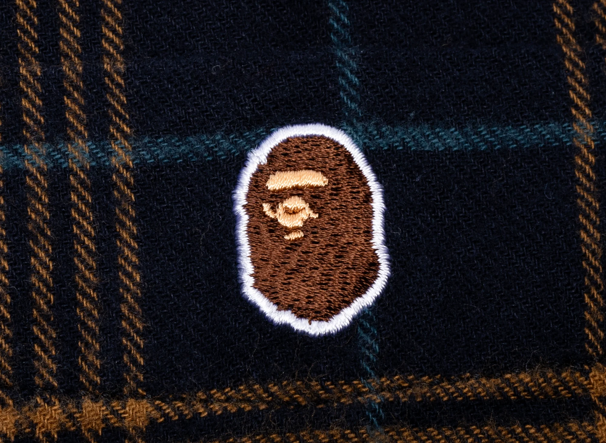 A Bathing Ape One Point Flannel Check Relaxed Fit Shirt in Navy - Image 2