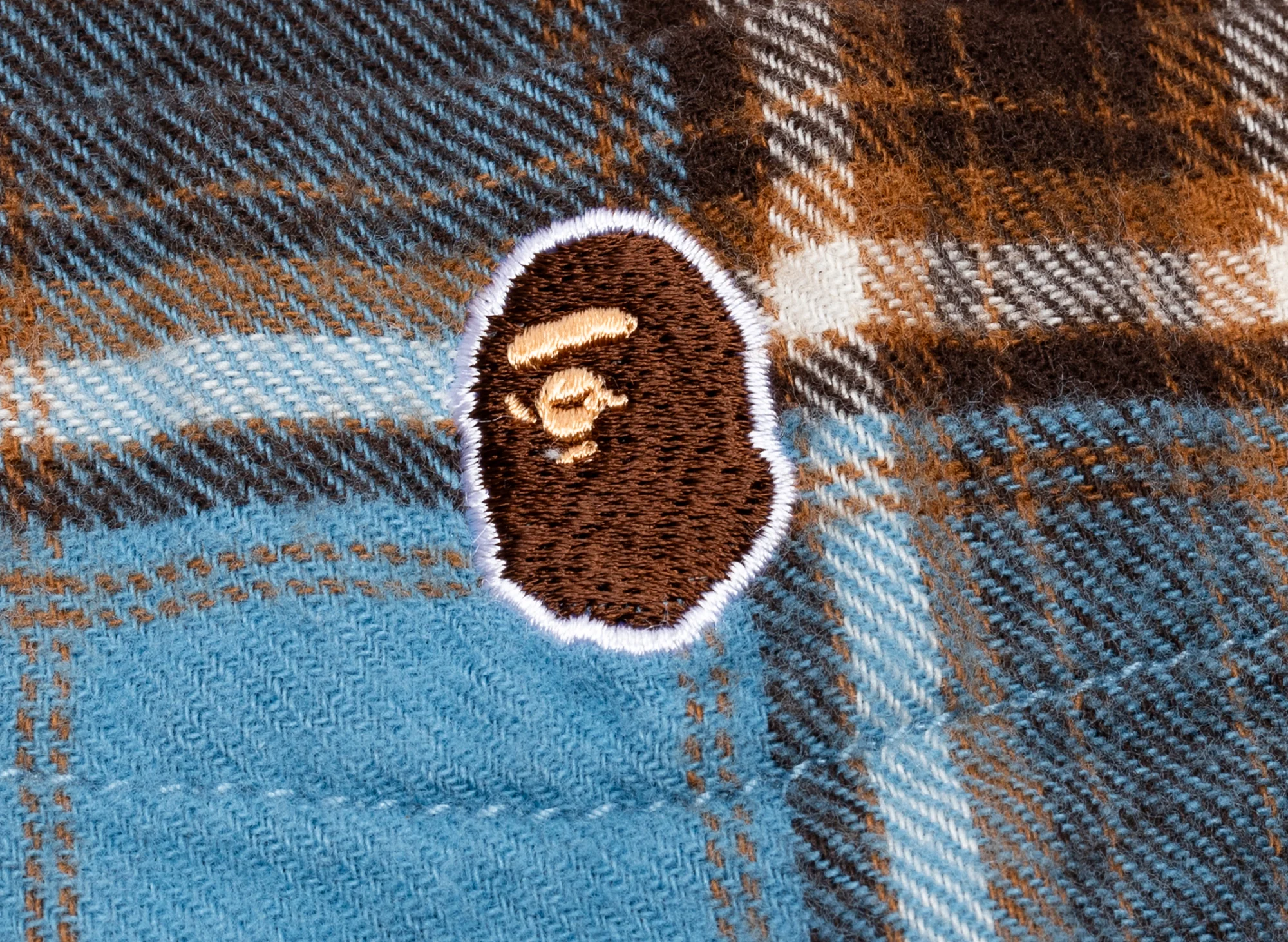 A Bathing Ape One Point Flannel Check Relaxed Fit Shirt in Sax - Image 2