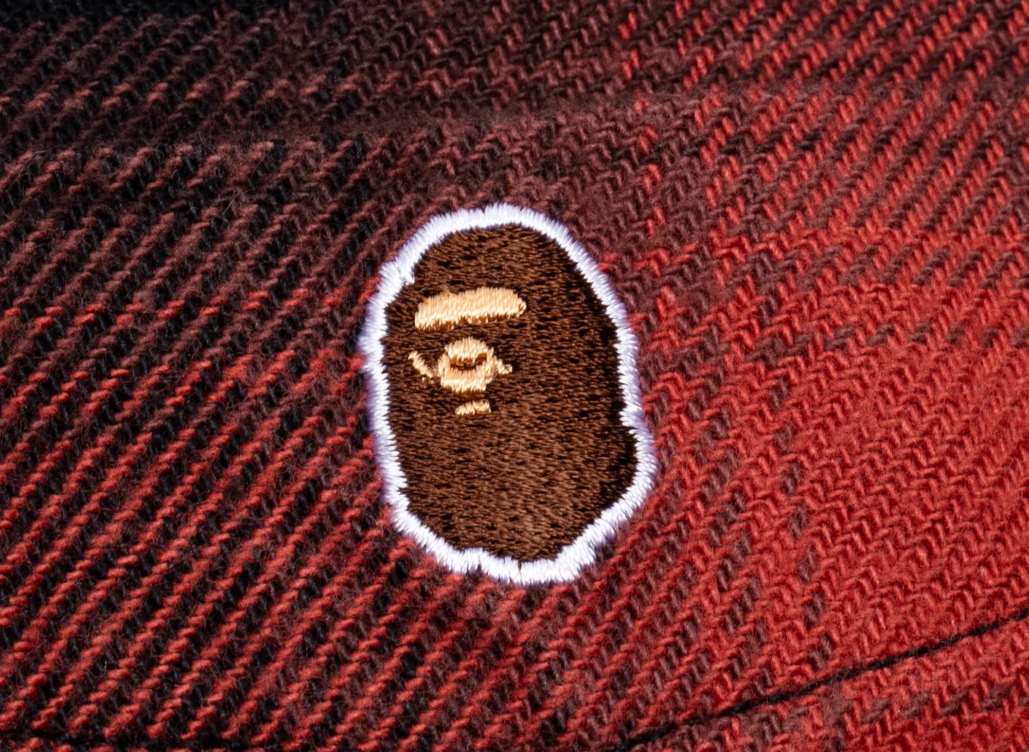 A Bathing Ape One Point Ombre Check L/S Shirt in Red - Image 2