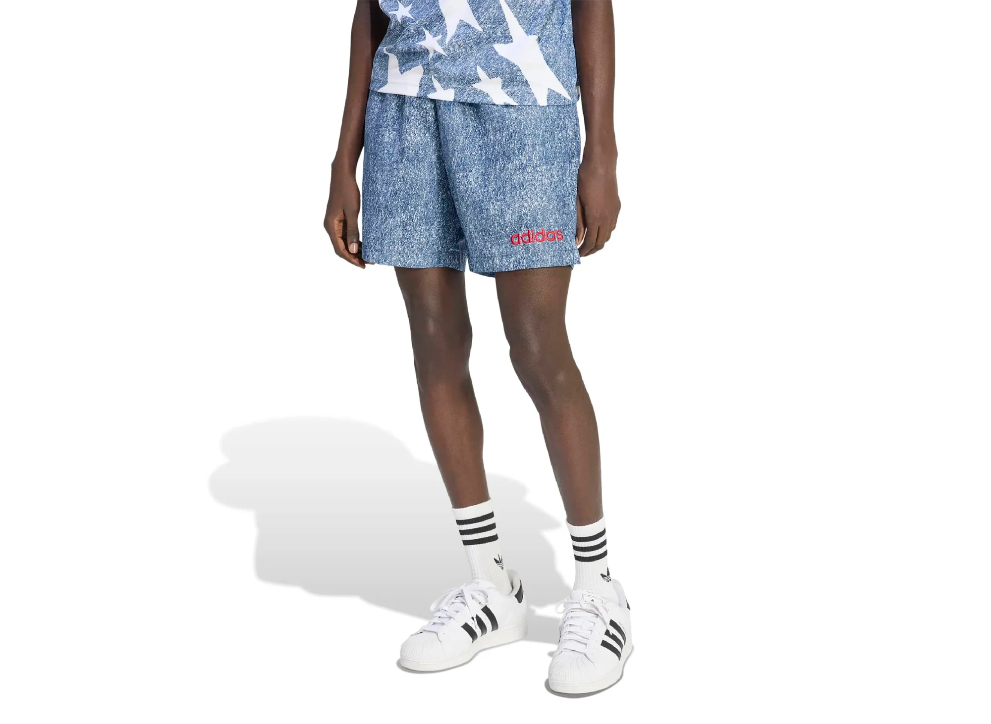 Adidas Denim Graphic Shorts - Image 2