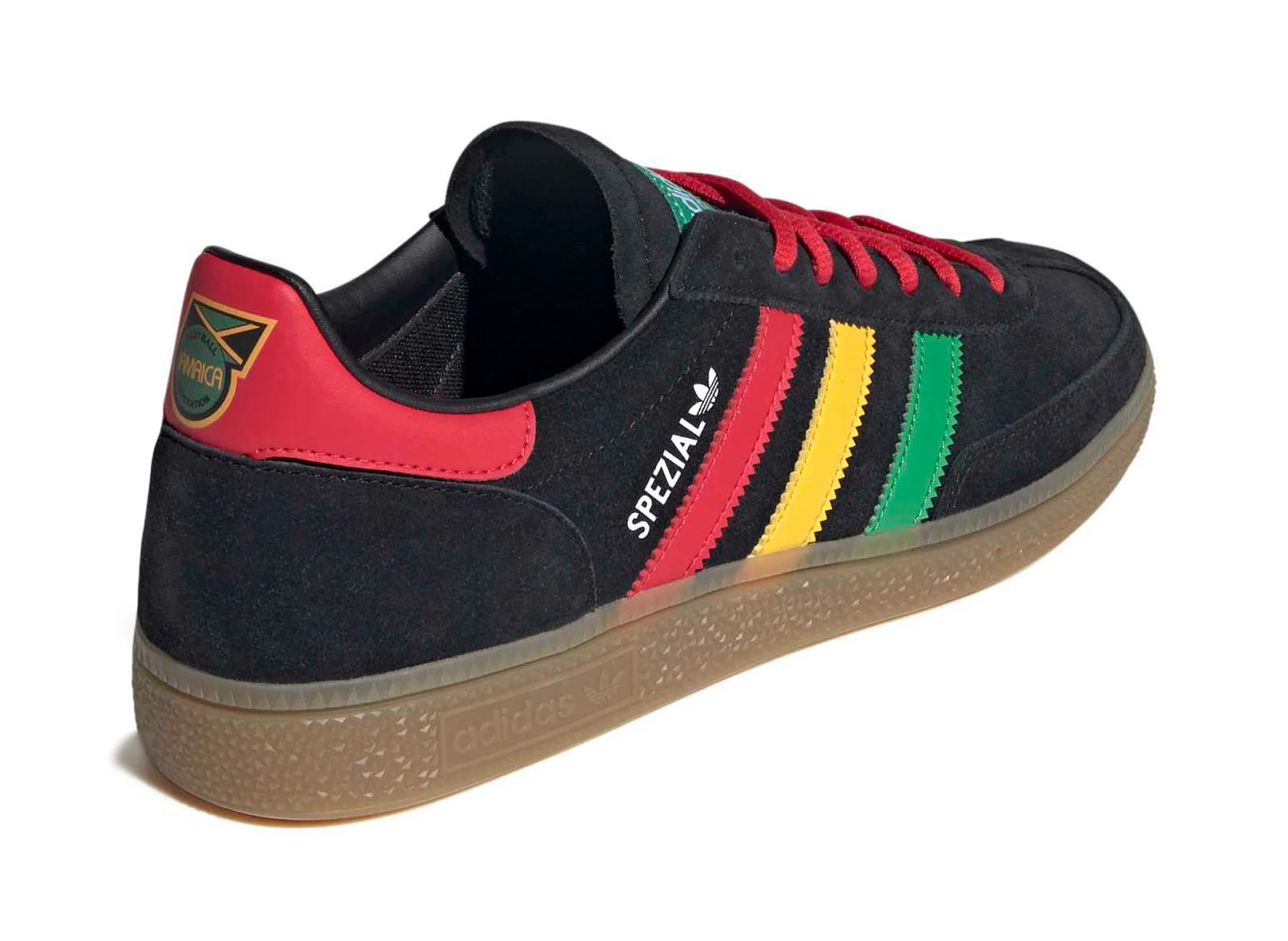 Adidas Handball Spezial Jamaica in Core Black / Pure Ruby - Image 2