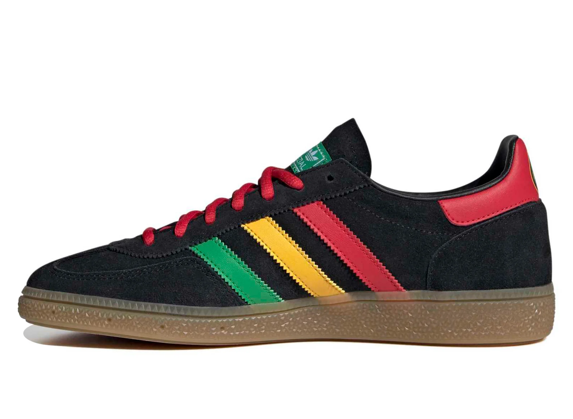 Adidas Handball Spezial Jamaica in Core Black / Pure Ruby - Image 3