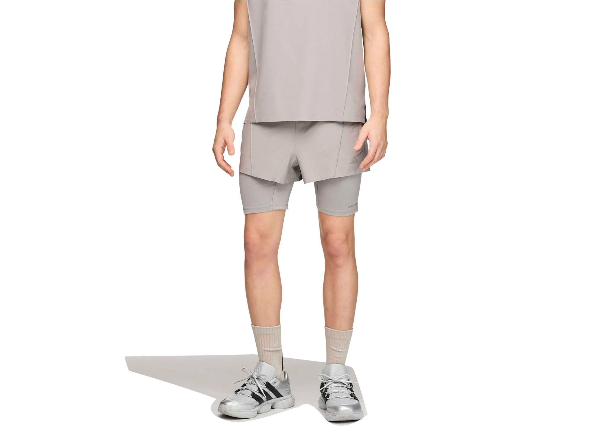 Adidas x Entire Studios D4T 2in1 Short in Dove Grey - Image 4
