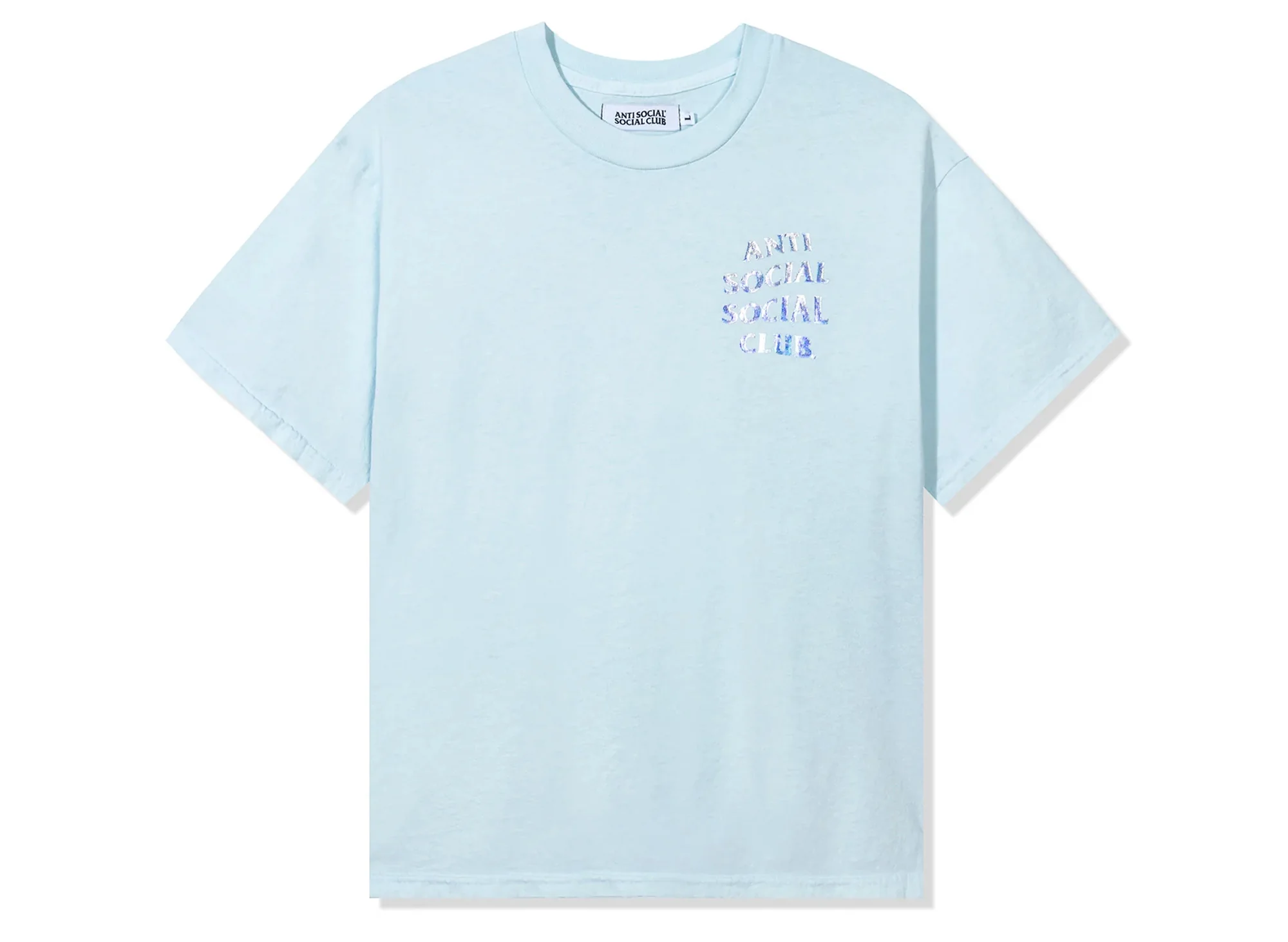 Anti Social Social Club Get Weird Hologram Tee in Sky Blue - Image 2