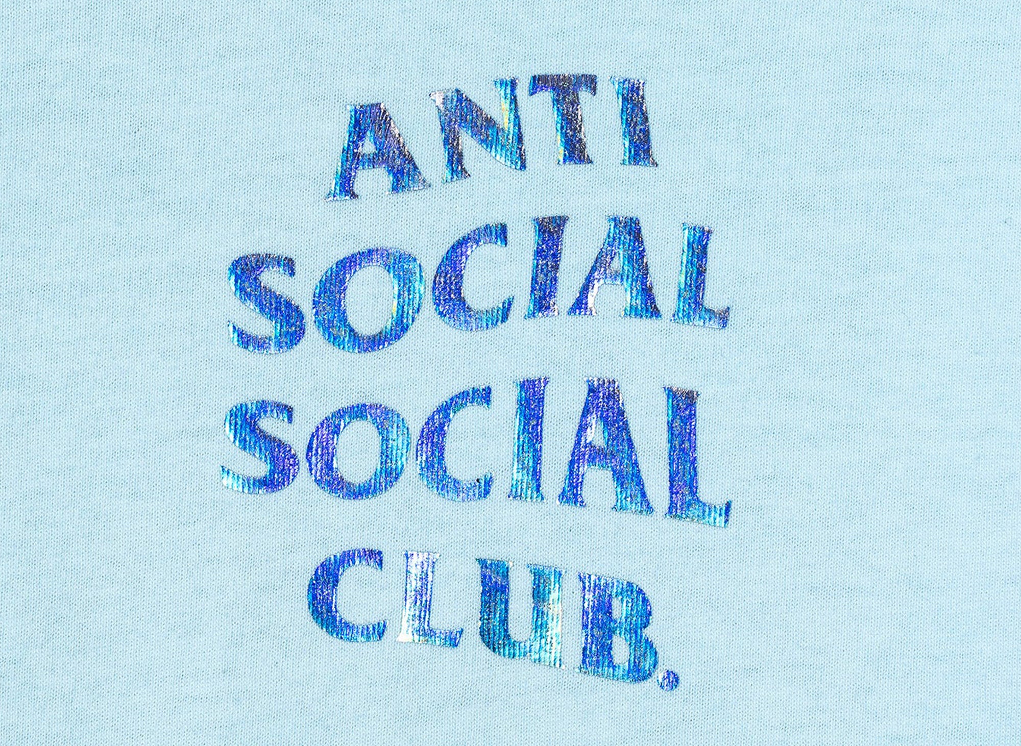 Anti Social Social Club Get Weird Hologram Tee in Sky Blue - Image 3