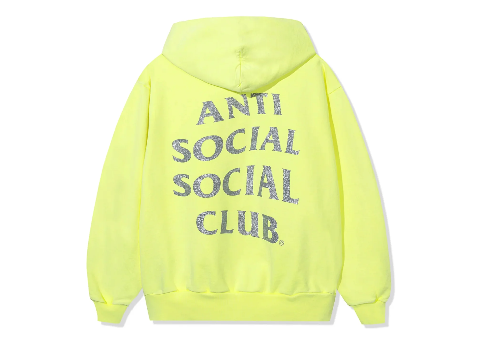 Anti Social Social Club Mind Game Glitter Hoodie in Neon Yellow - Image 2