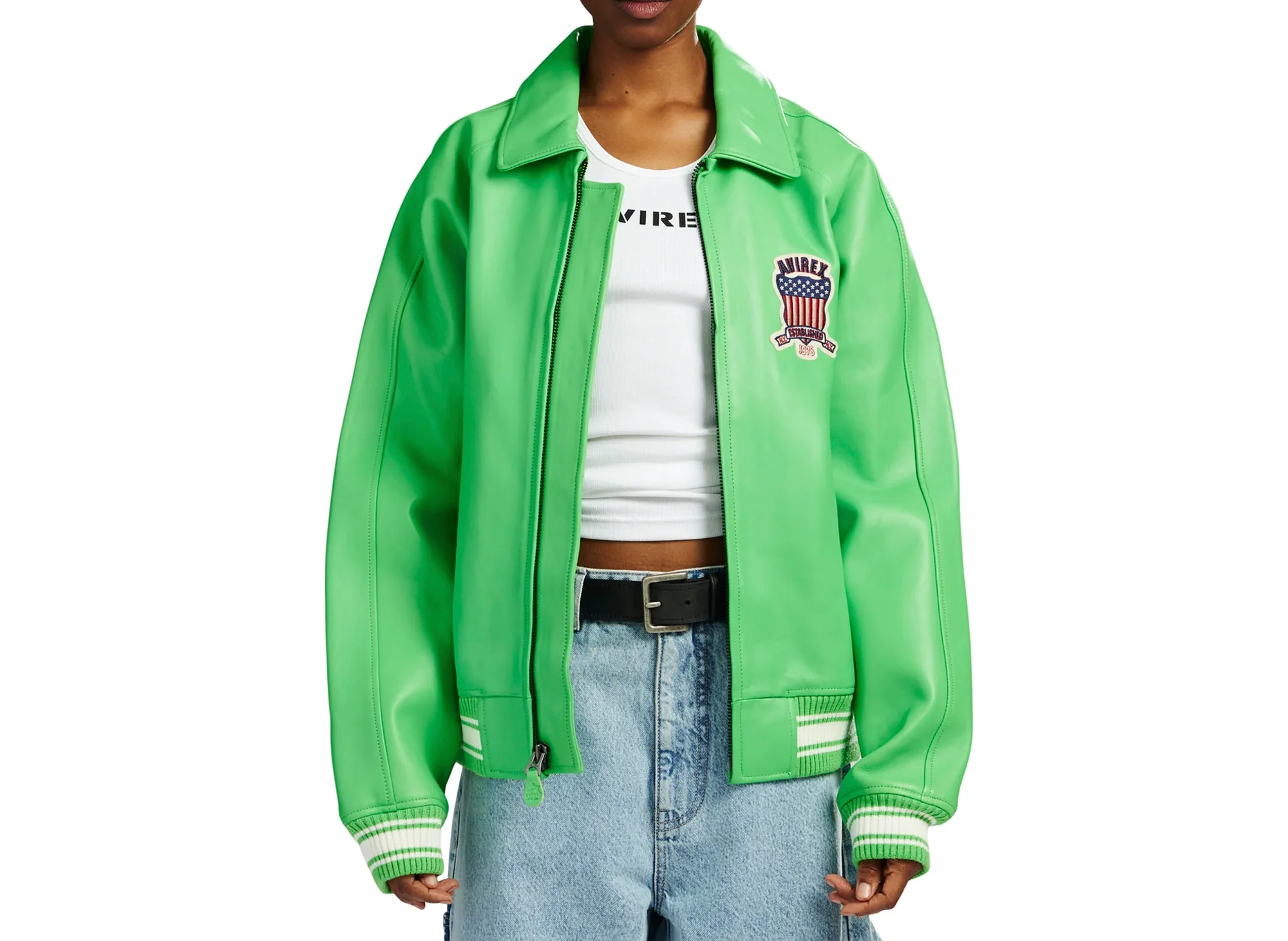 Avirex Fashion Icon Jacket in Lime Green - Image 4