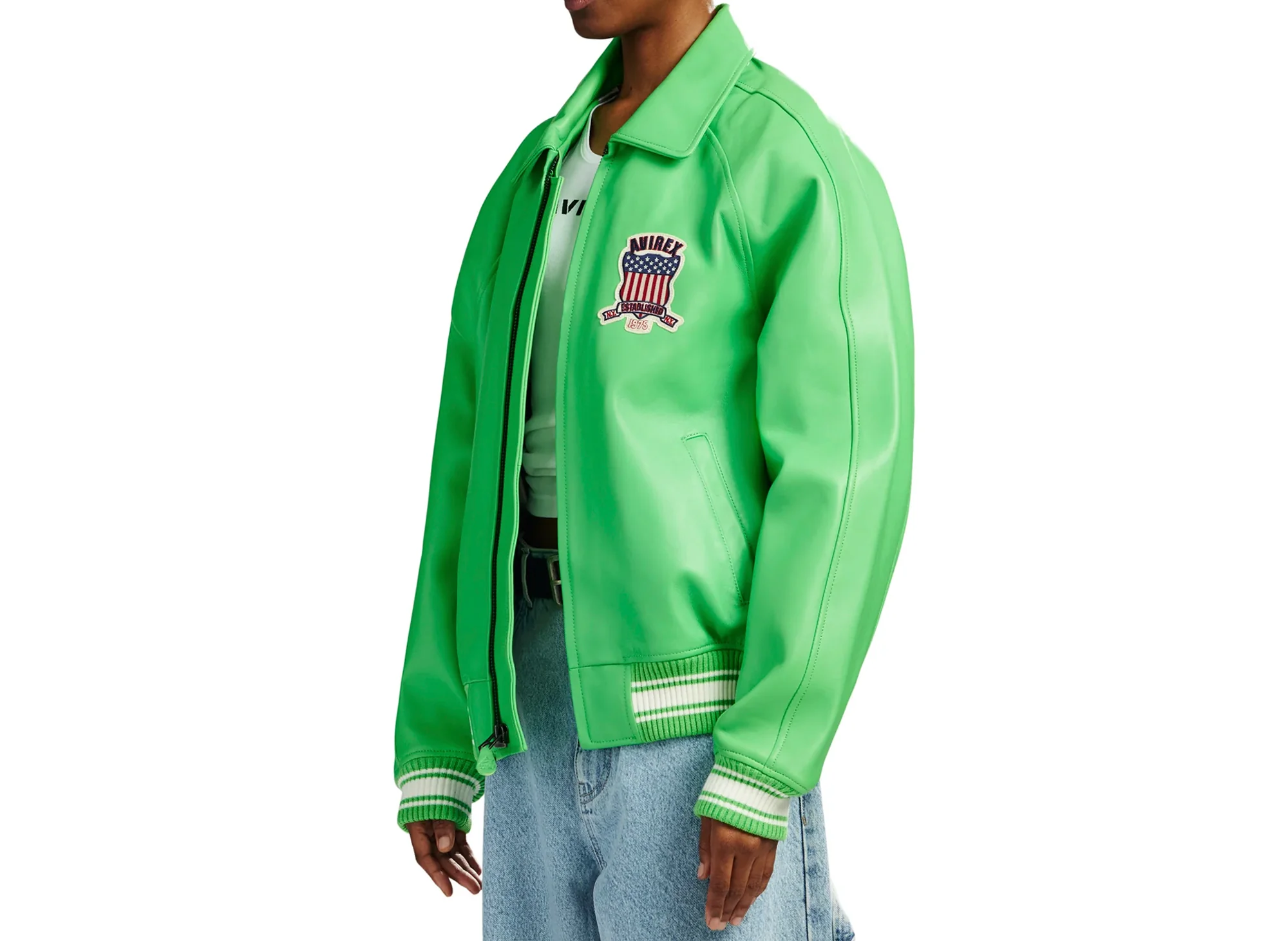 Avirex Fashion Icon Jacket in Lime Green - Image 5