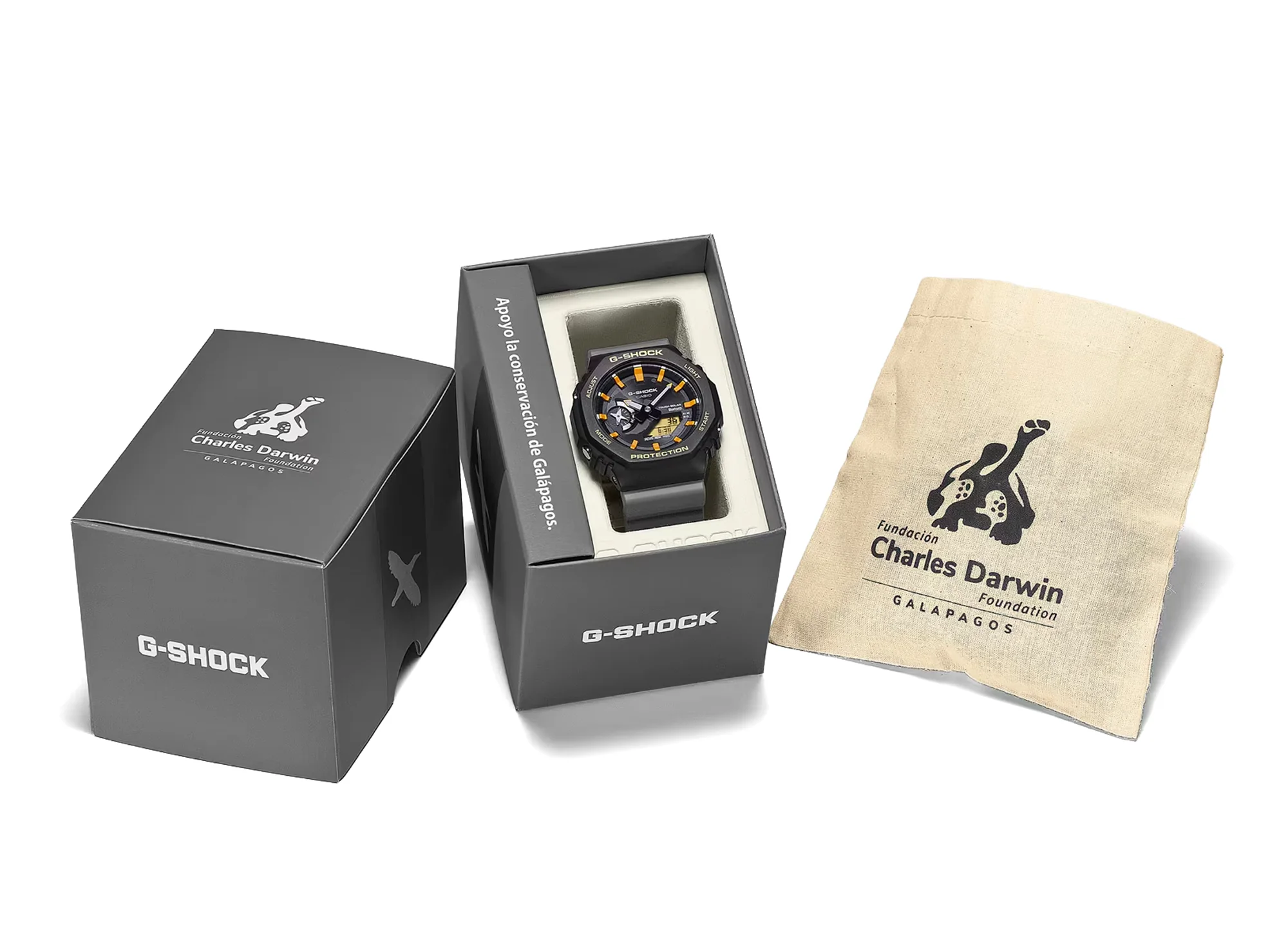 Casio G-Shock 2100 Series GAB2100DF-1A Watch 'Charles Darwin Foundation' in Black - Image 3