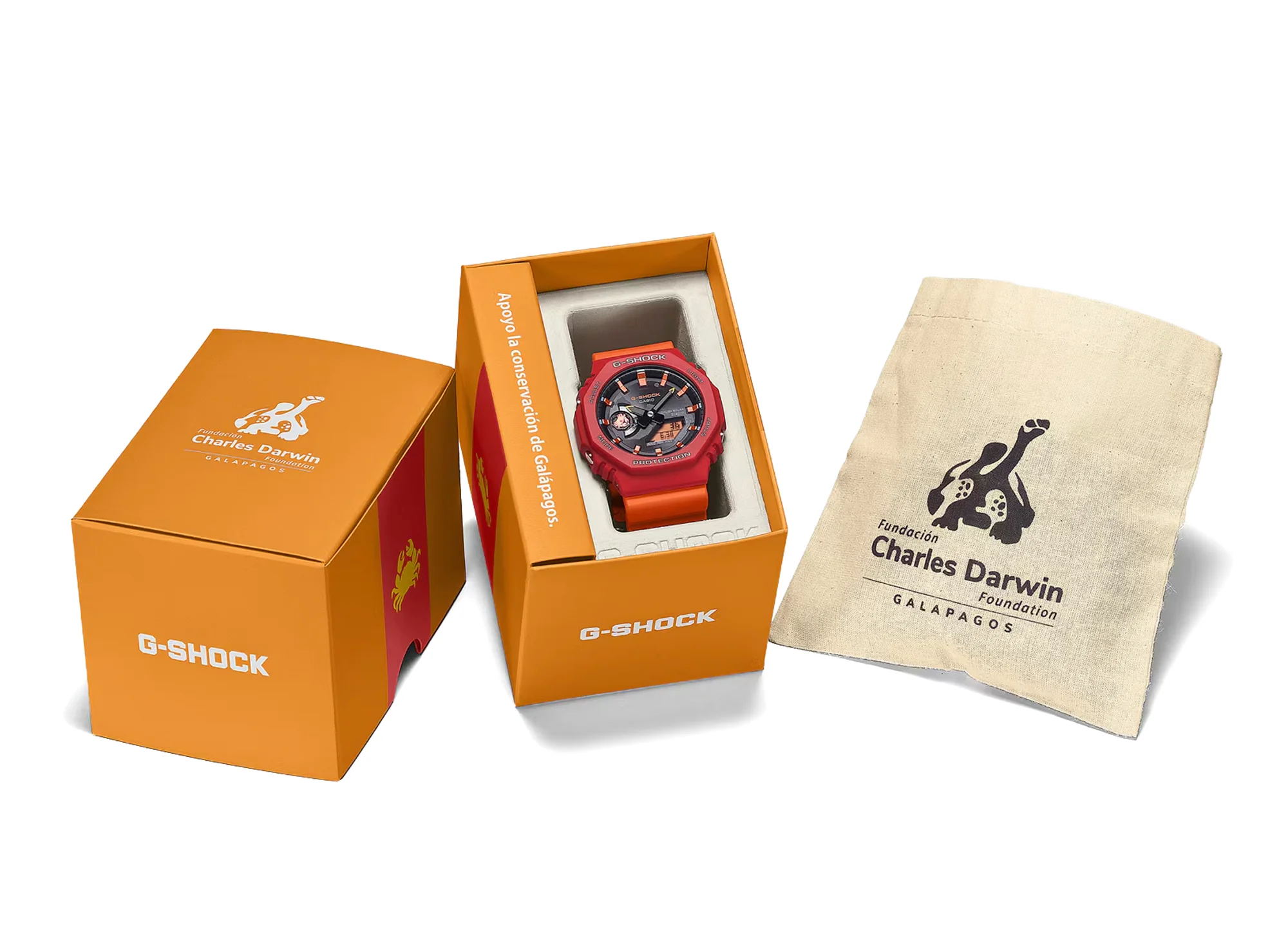 Casio G-Shock 2100 Series GAB2100DF-4A Watch 'Charles Darwin Foundation' in Orange - Image 3