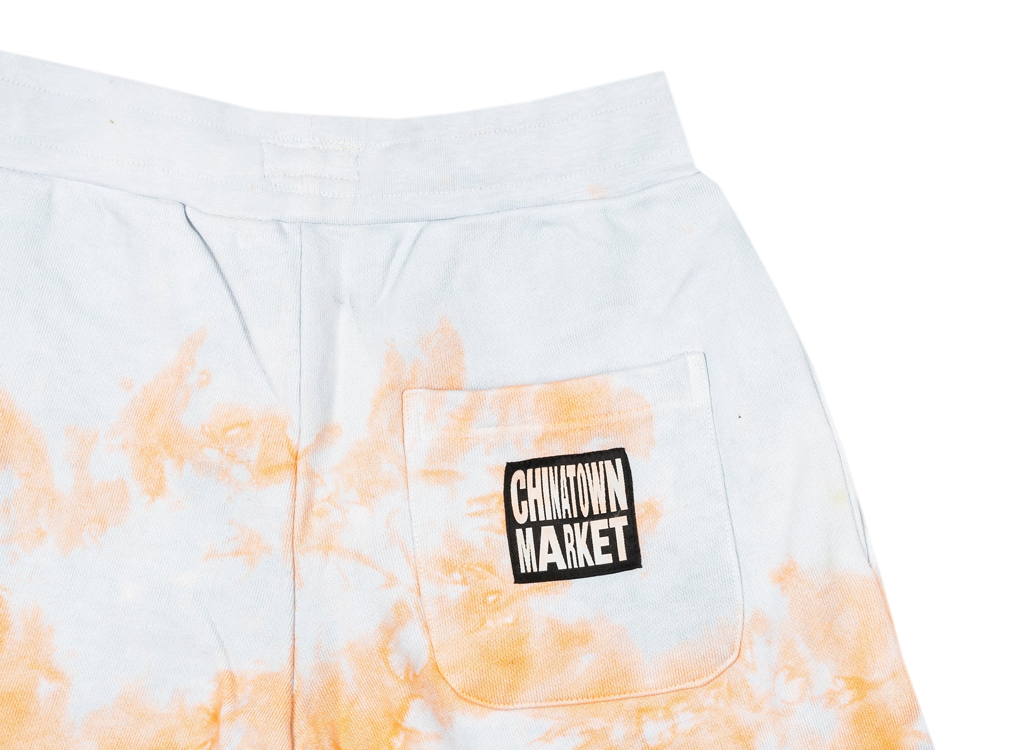 Chinatown Market Peace on Earth Clouds Tie Dye Sweat Shorts in Grey - Image 2