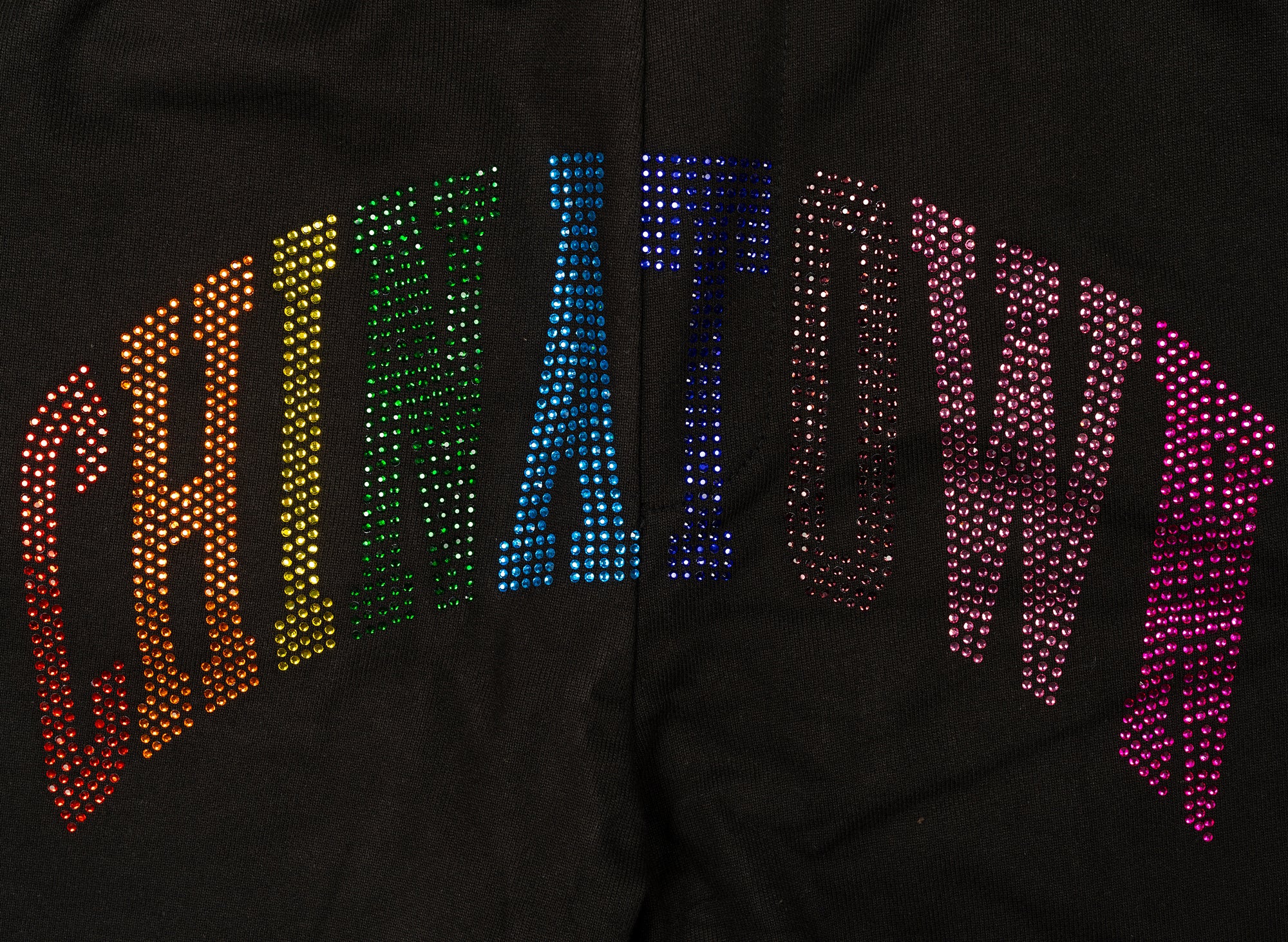 Chinatown Market Rainbow Rhinestone Arc Shorts in Black - Image 2