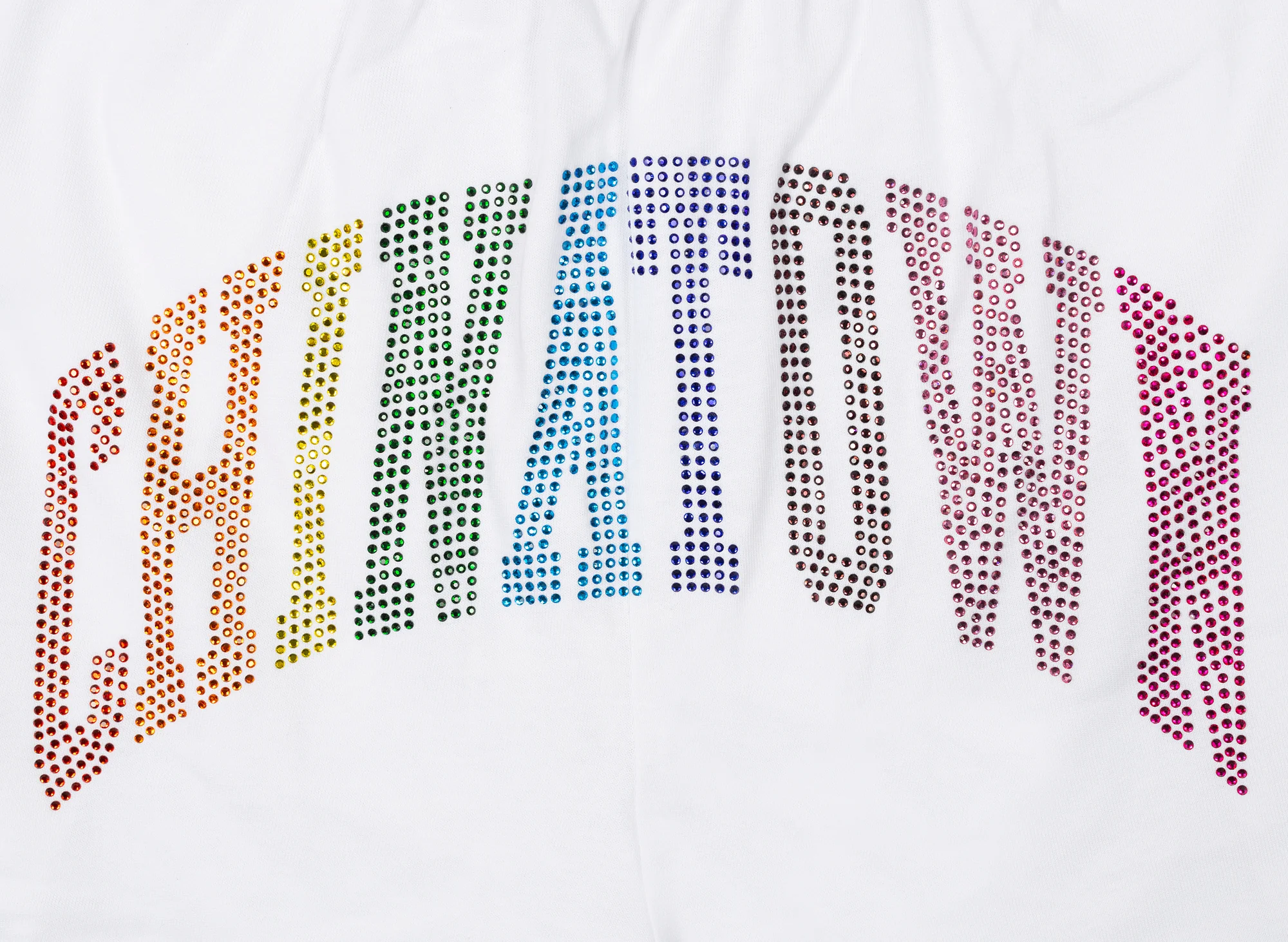 Chinatown Market Rainbow Rhinestone Arc Shorts in White - Image 2
