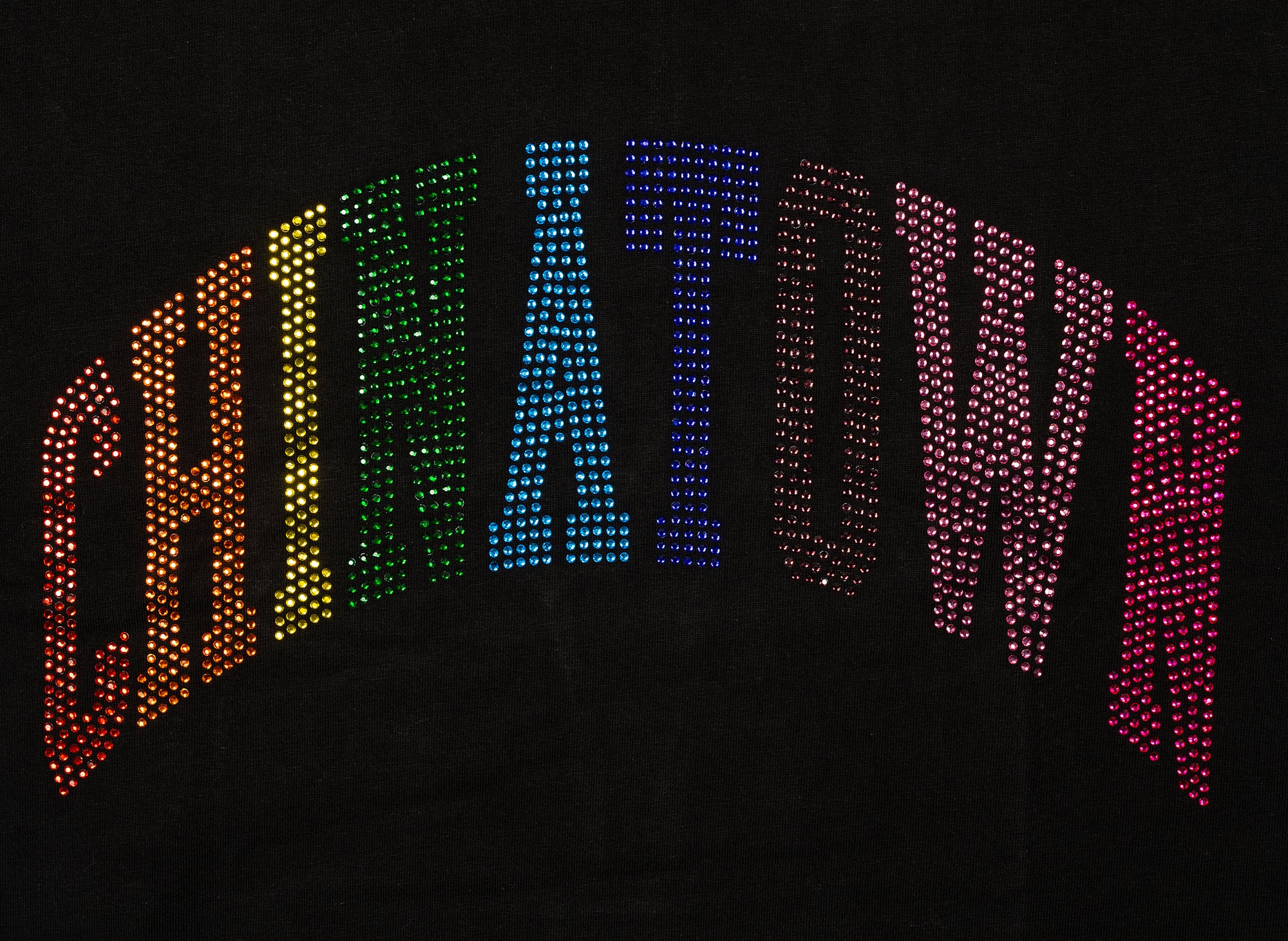 Chinatown Market Rainbow Rhinestone Arc Tee in Black - Image 2