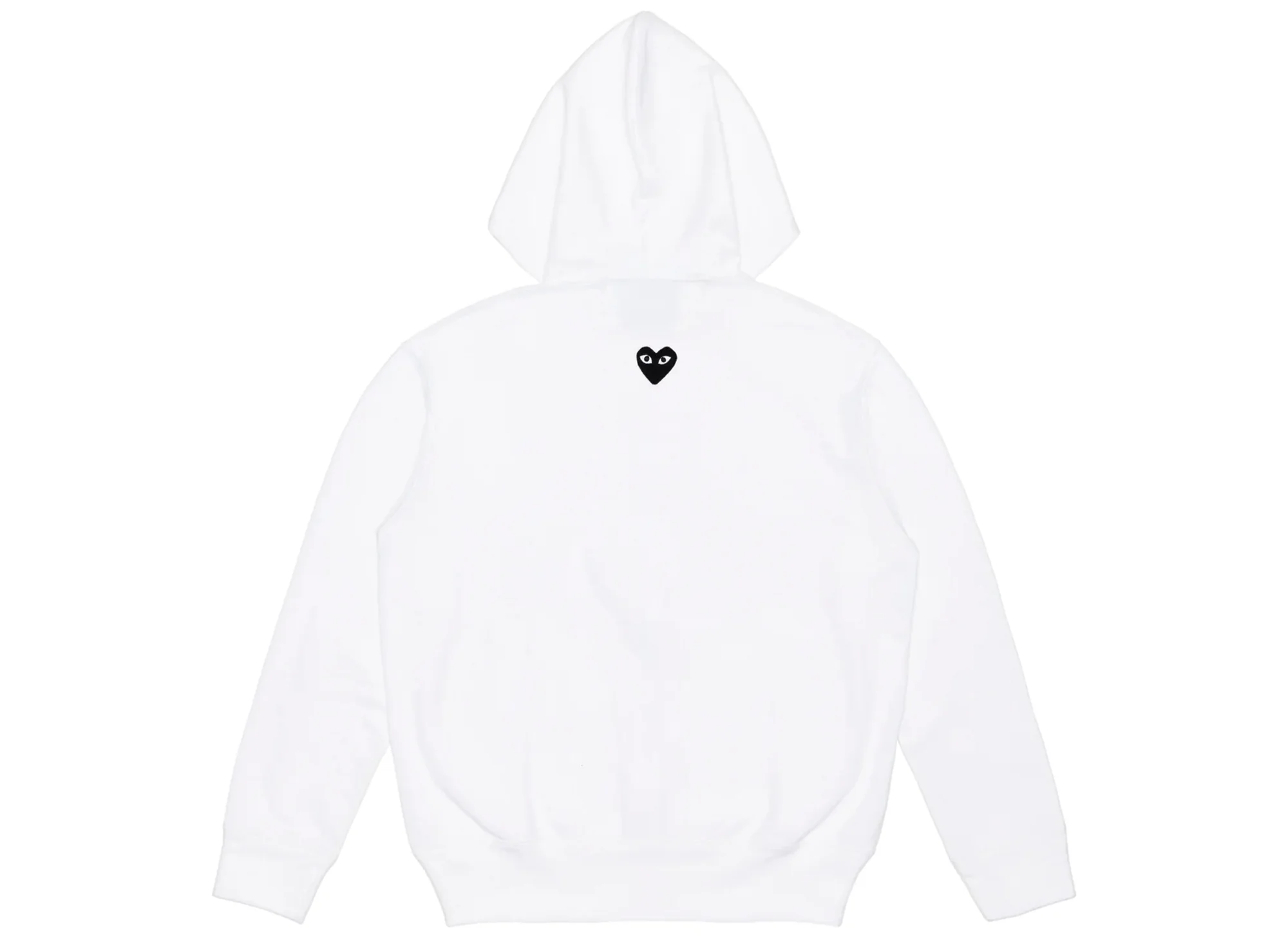 Comme des Garçons Play Black Emblem Back Logo Full Zip Hoodie in White - Image 2