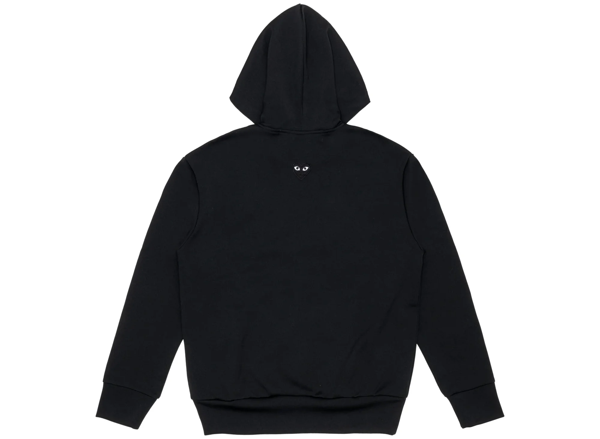 Comme des Garçons Play Nylon Black Emblem Back Logo Full Zip Hoodie in Black - Image 2