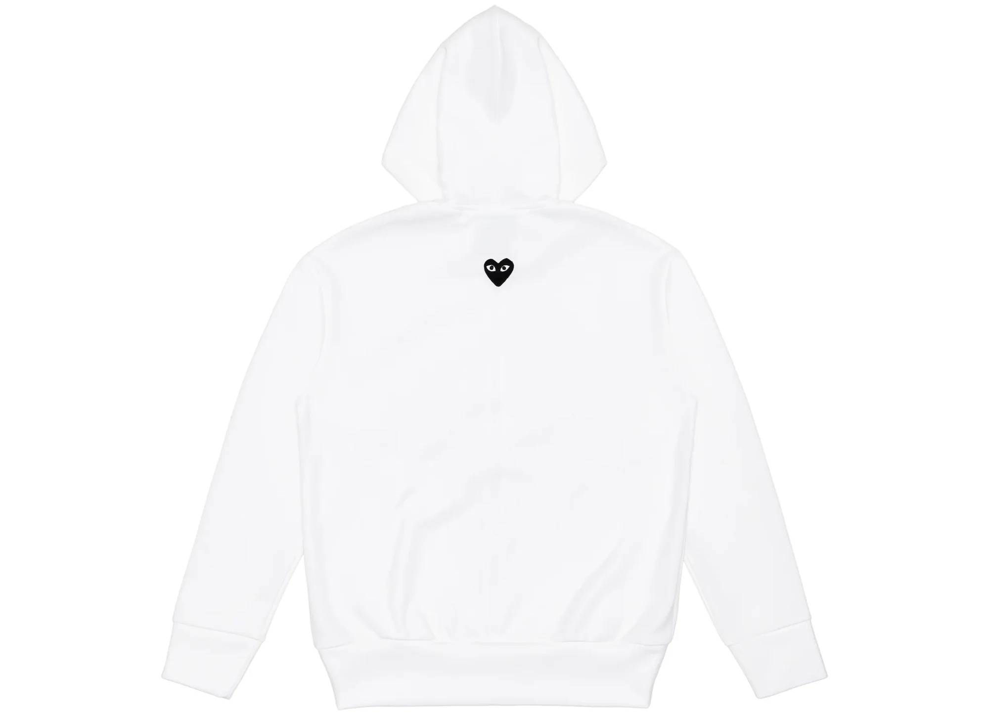 Comme des Garçons Play Nylon Black Emblem Back Logo Full Zip Hoodie in White - Image 2