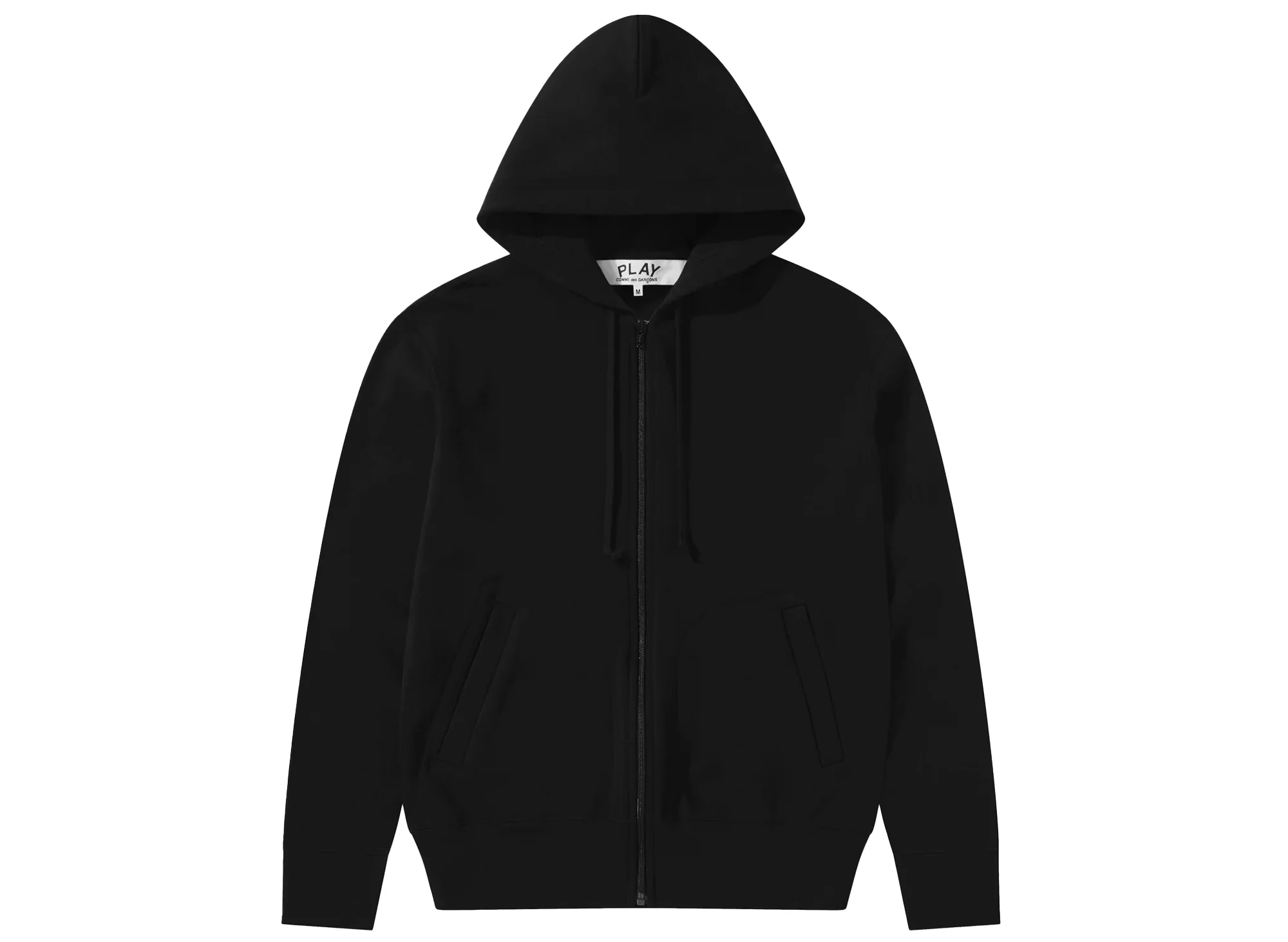 Comme des Garçons Play Red Emblem Back Logo Full Zip Hoodie in Black