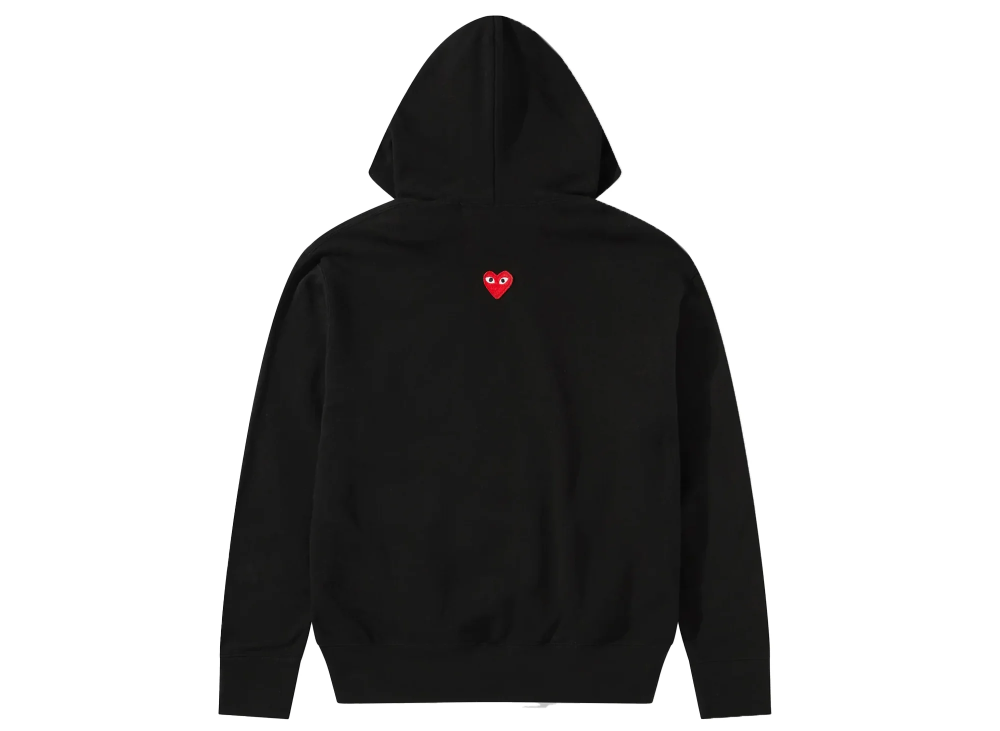 Comme des Garçons Play Red Emblem Back Logo Full Zip Hoodie in Black - Image 2