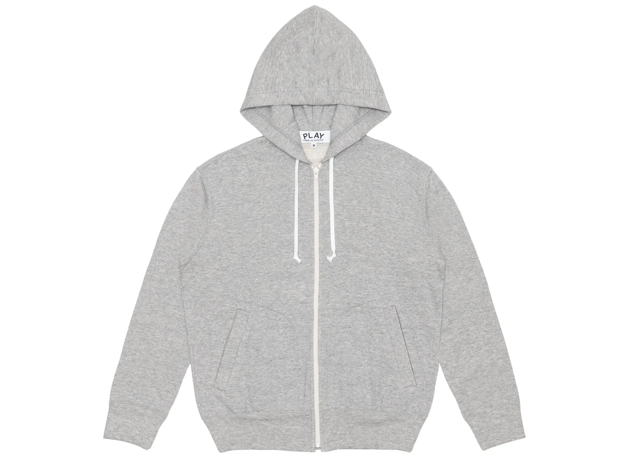Comme des Garçons Play Red Emblem Back Logo Full Zip Hoodie in Grey
