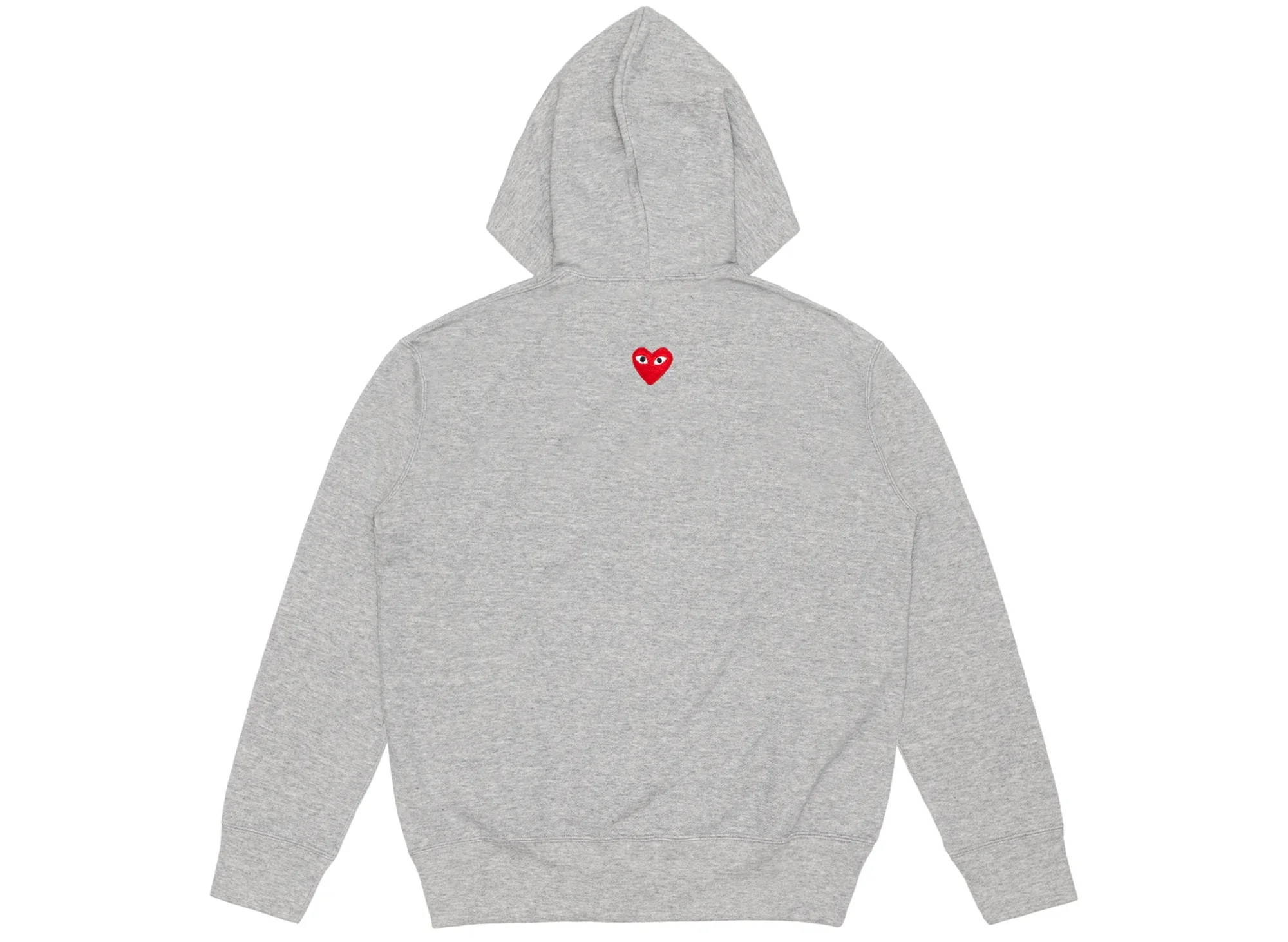 Comme des Garçons Play Red Emblem Back Logo Full Zip Hoodie in Grey - Image 2