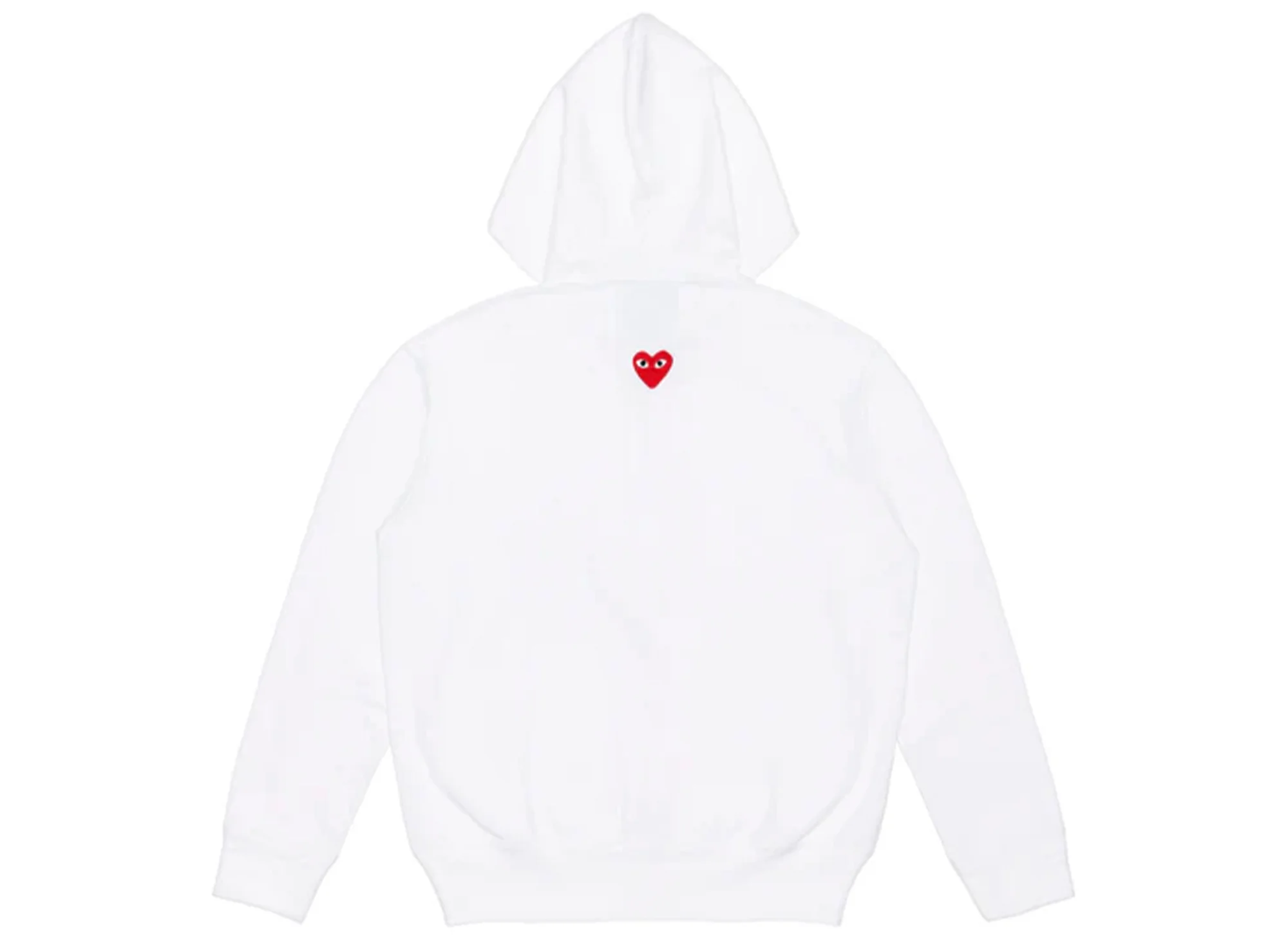 Comme des Garçons Play Red Emblem Back Logo Full Zip Hoodie in White - Image 2