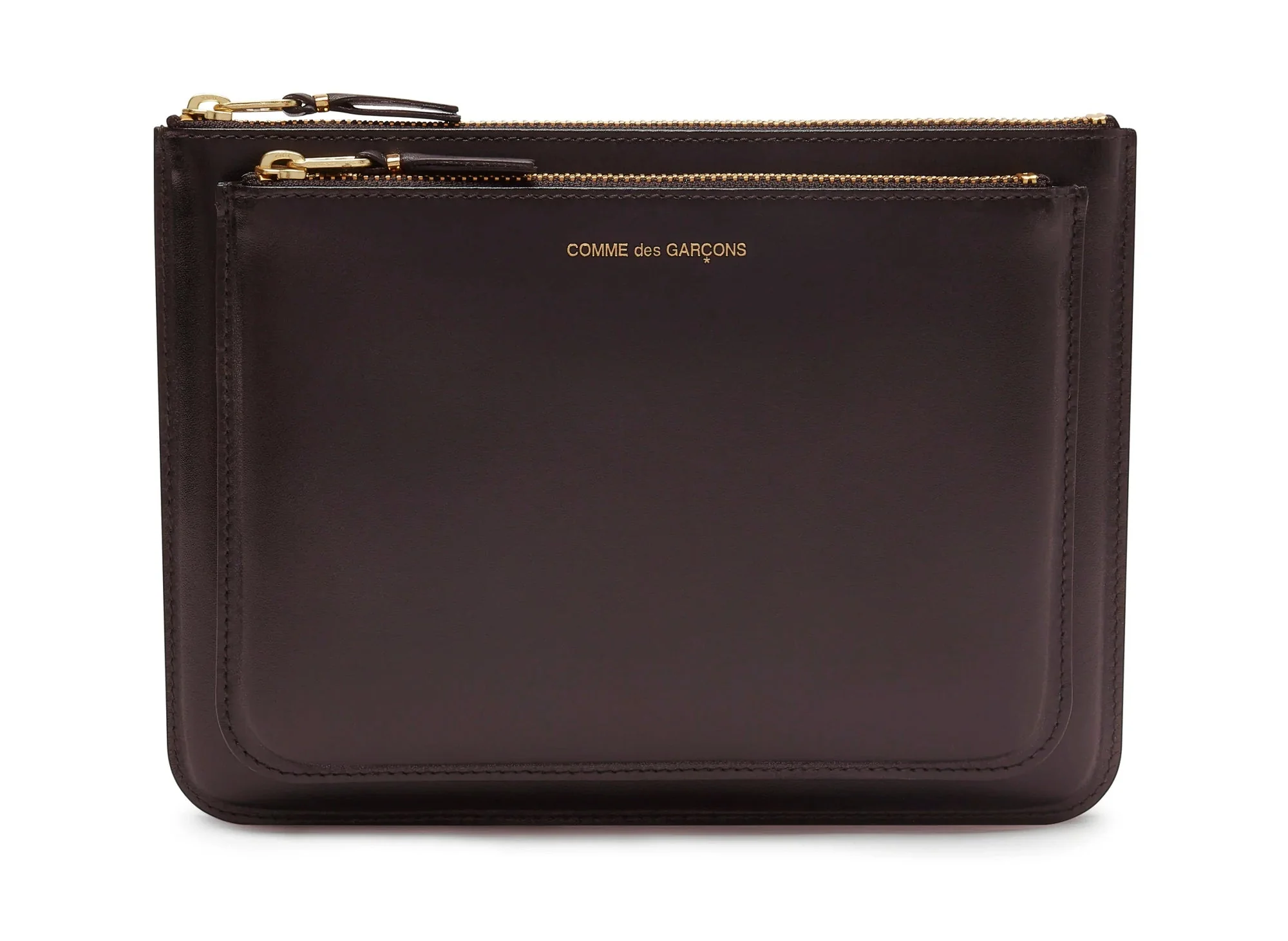 Comme des Garçon Outside Pocket Zip Pouch in Brown