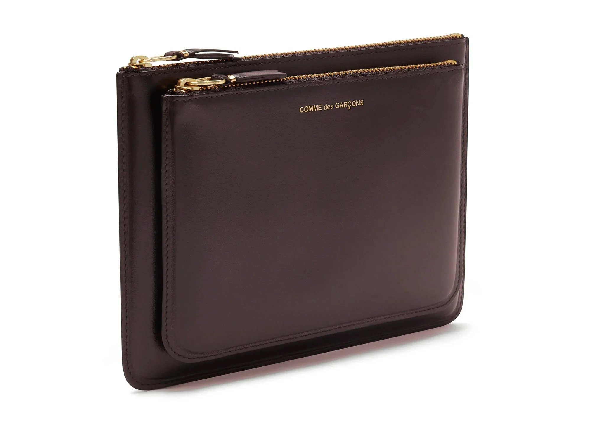 Comme des Garçon Outside Pocket Zip Pouch in Brown - Image 3