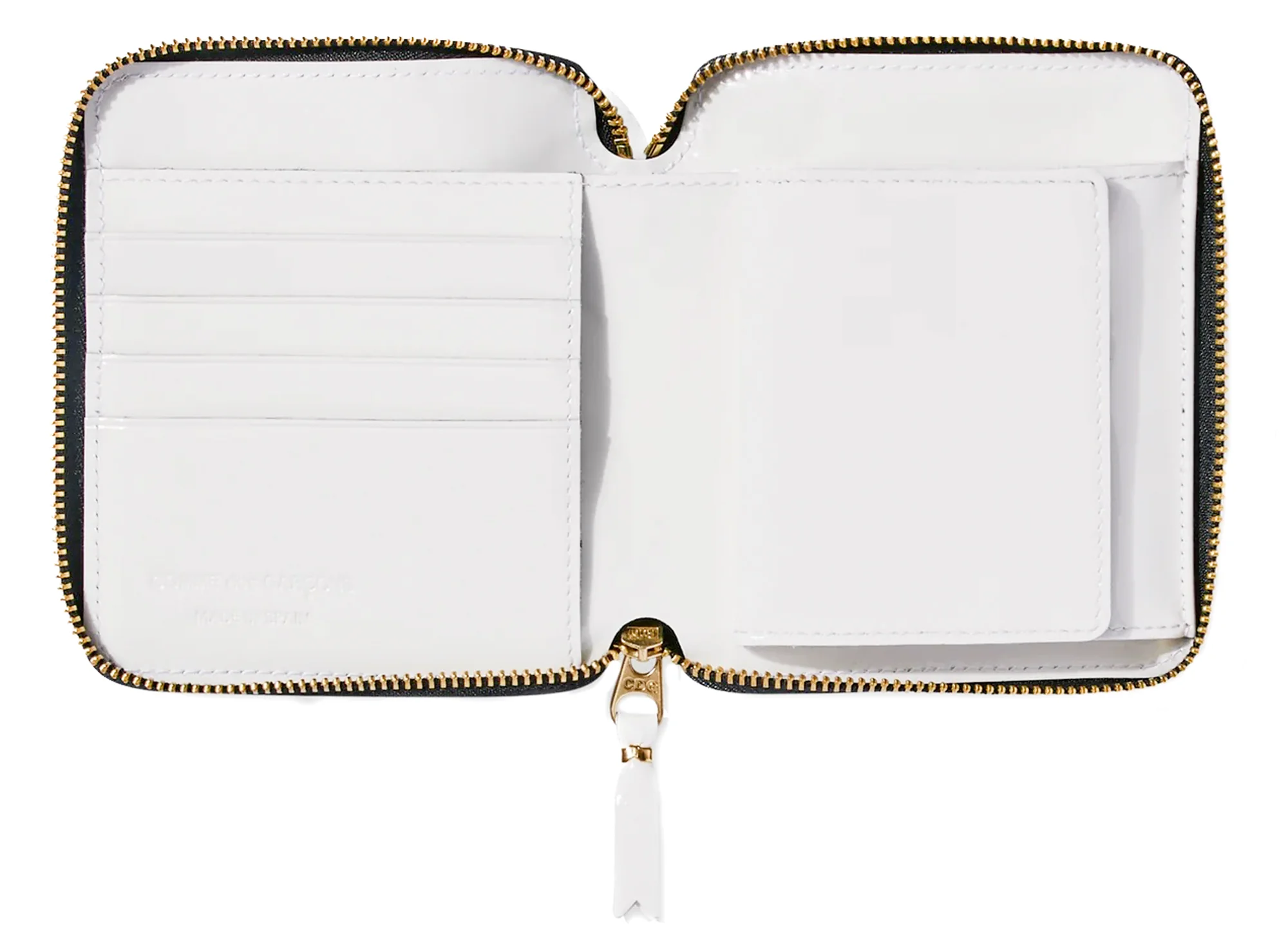 Comme des Garçon Reversed Hem Full Zip Around Wallet in White - Image 3