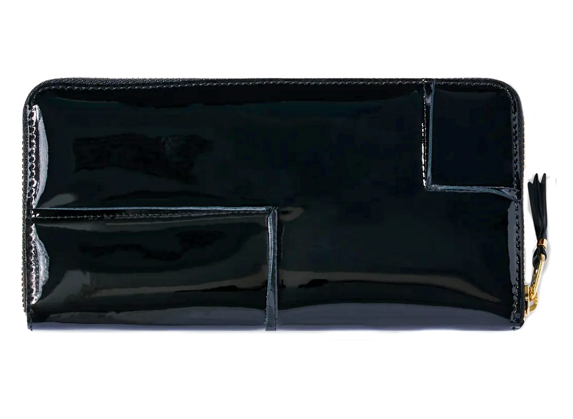 Comme des Garçon Reversed Hem Wallet in Black - Image 2