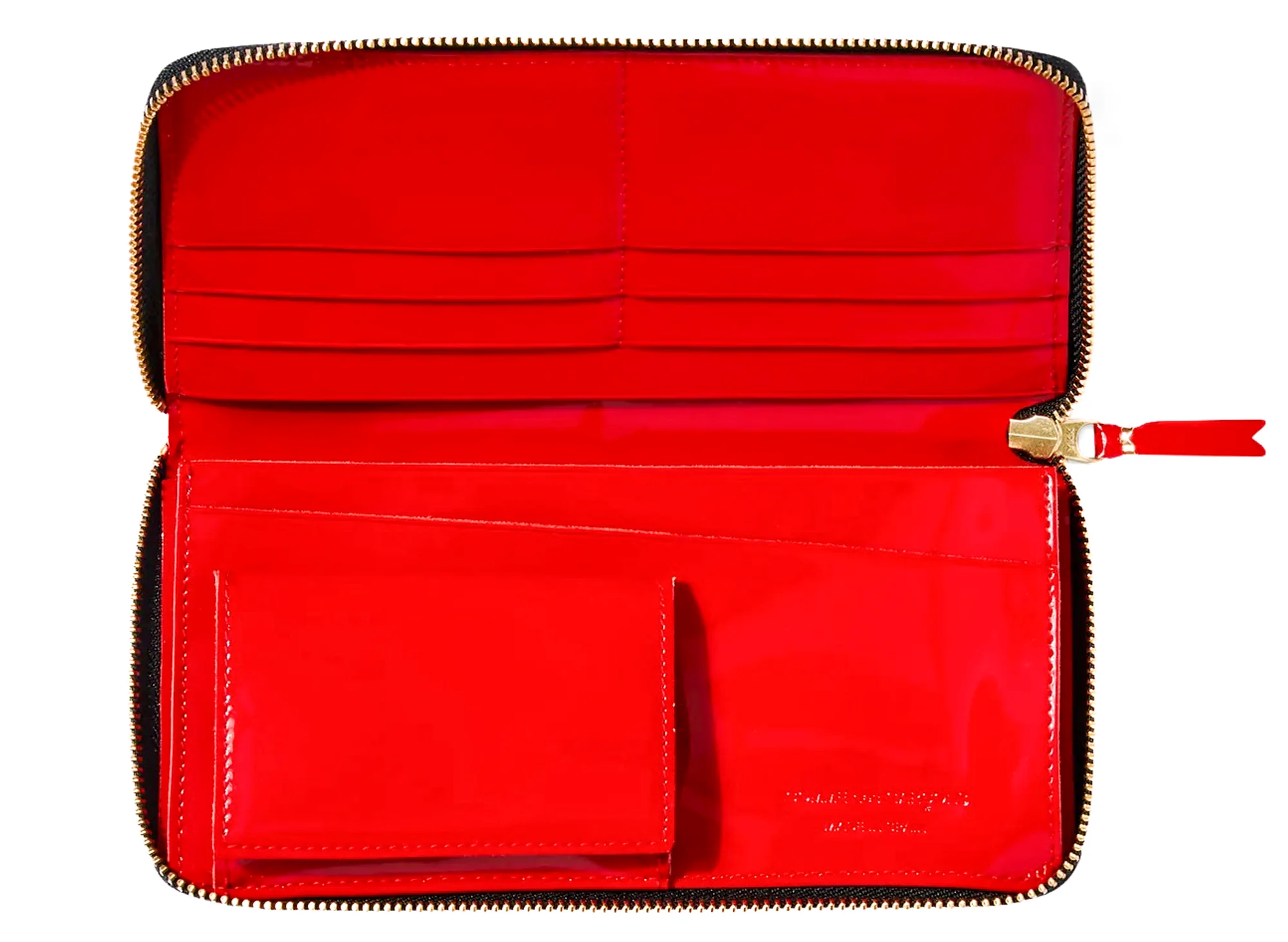 Comme des Garçon Reversed Hem Wallet in Red - Image 3