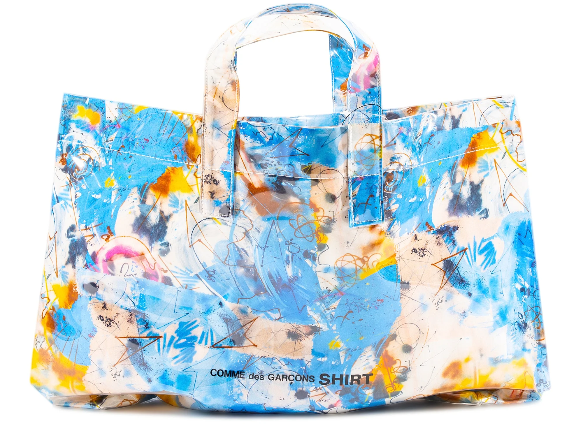 Comme des Garçon SHIRT x Futura Print Shopper Bag in Blue - Image 3