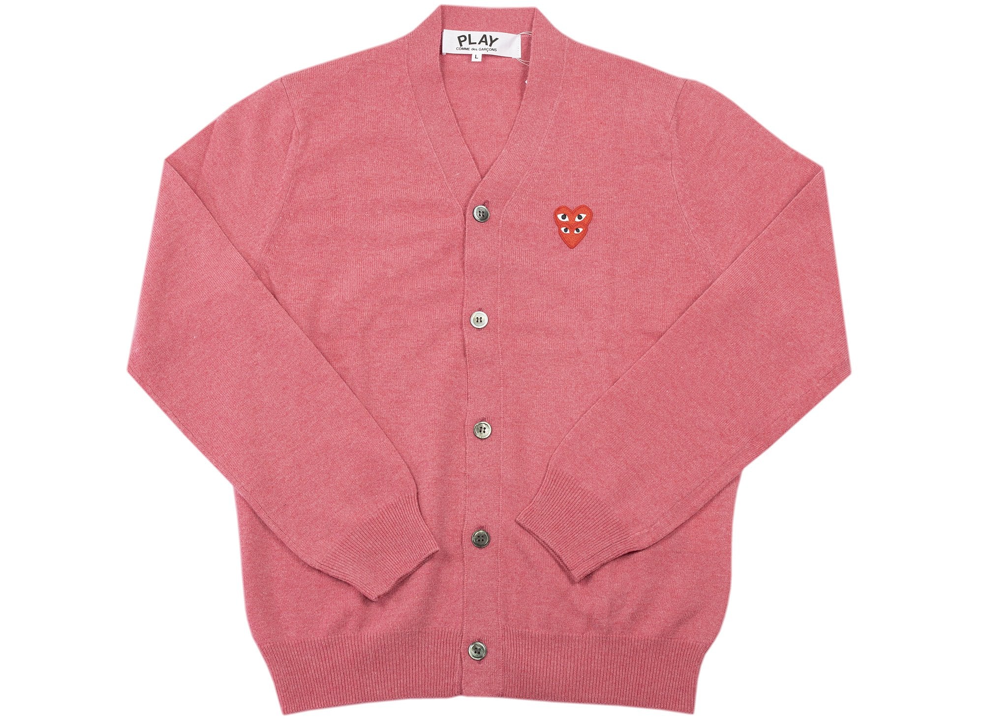 Comme des Garçons Play Double Heart Cardigan in Red