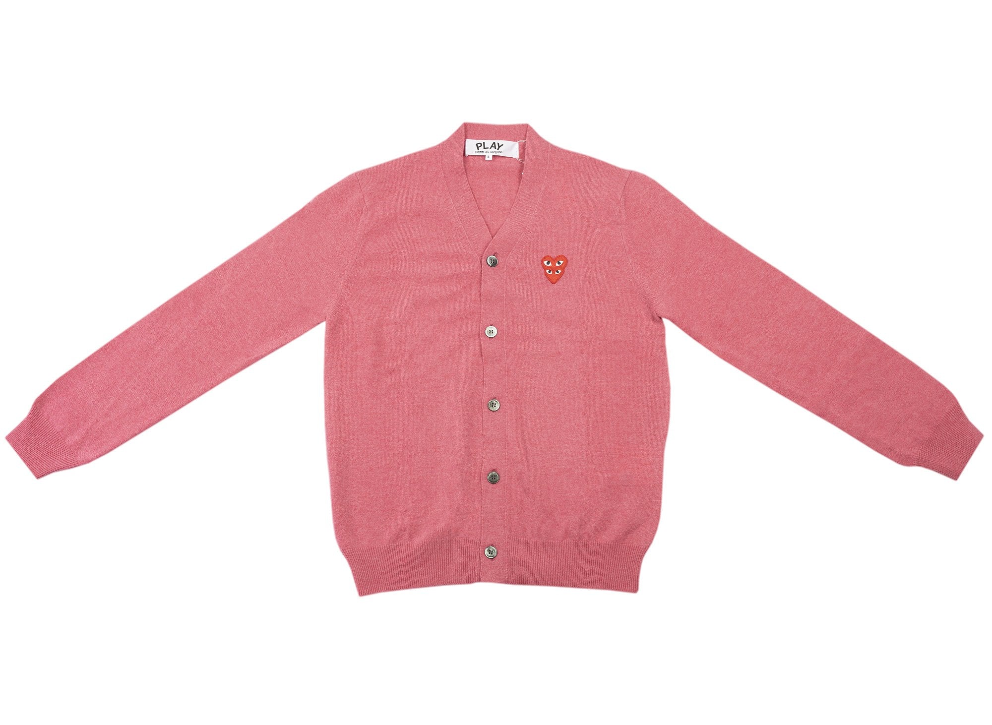Comme des Garçons Play Double Heart Cardigan in Red - Image 2
